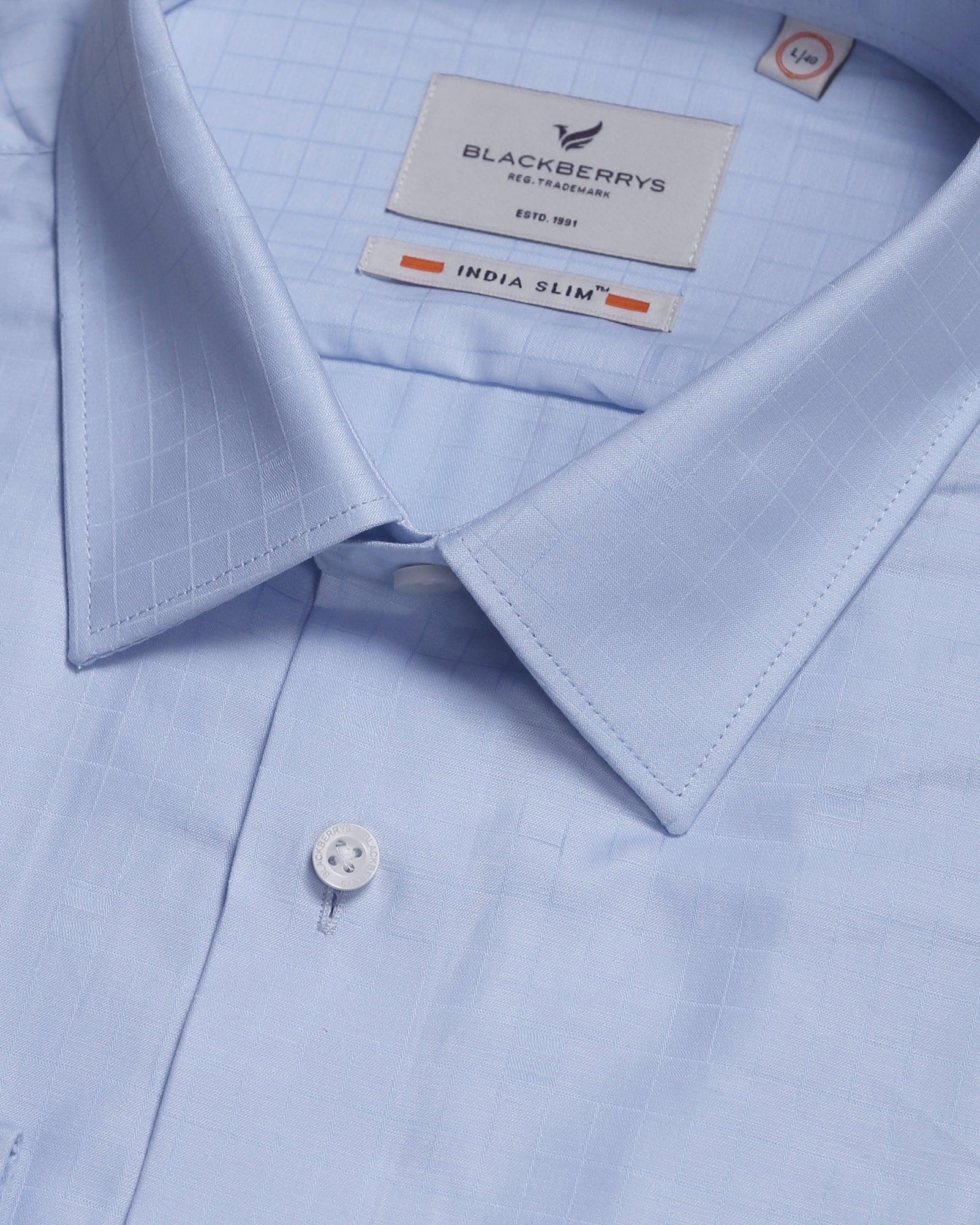 Formal Blue Textured Shirt - Nale
