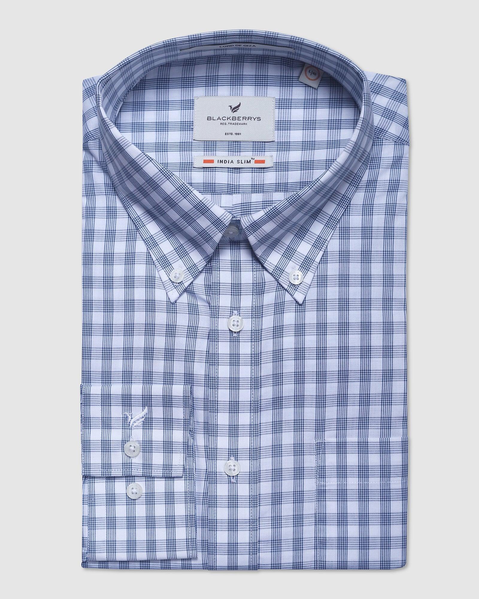 Formal Blue Check Shirt - Nerva