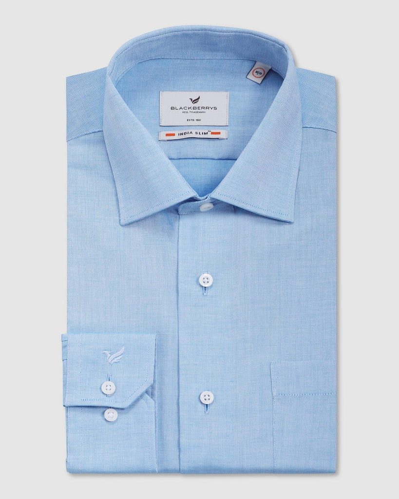 Formal Blue Solid Shirt - Nigma