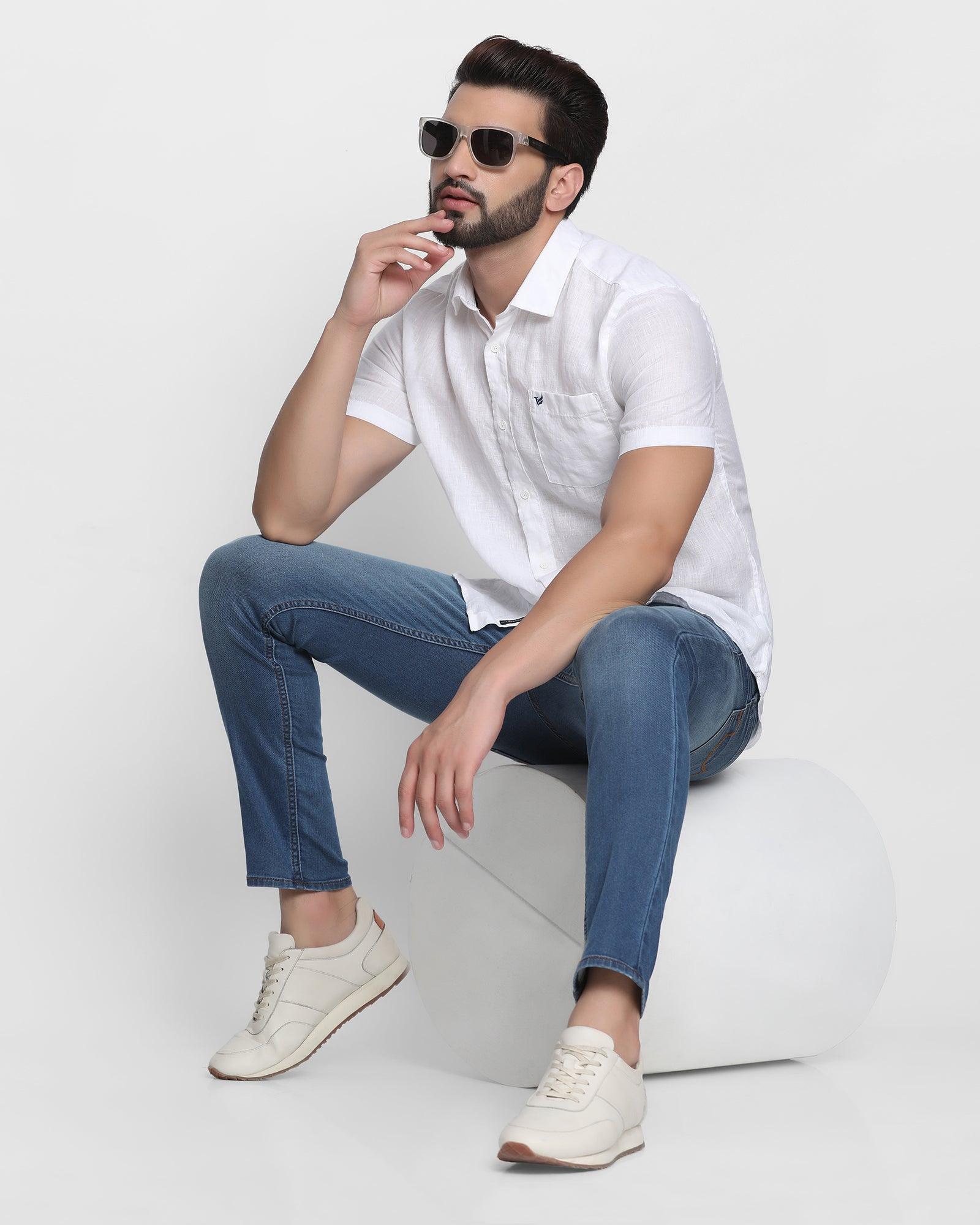 Linen Casual White Solid Shirt - Noah