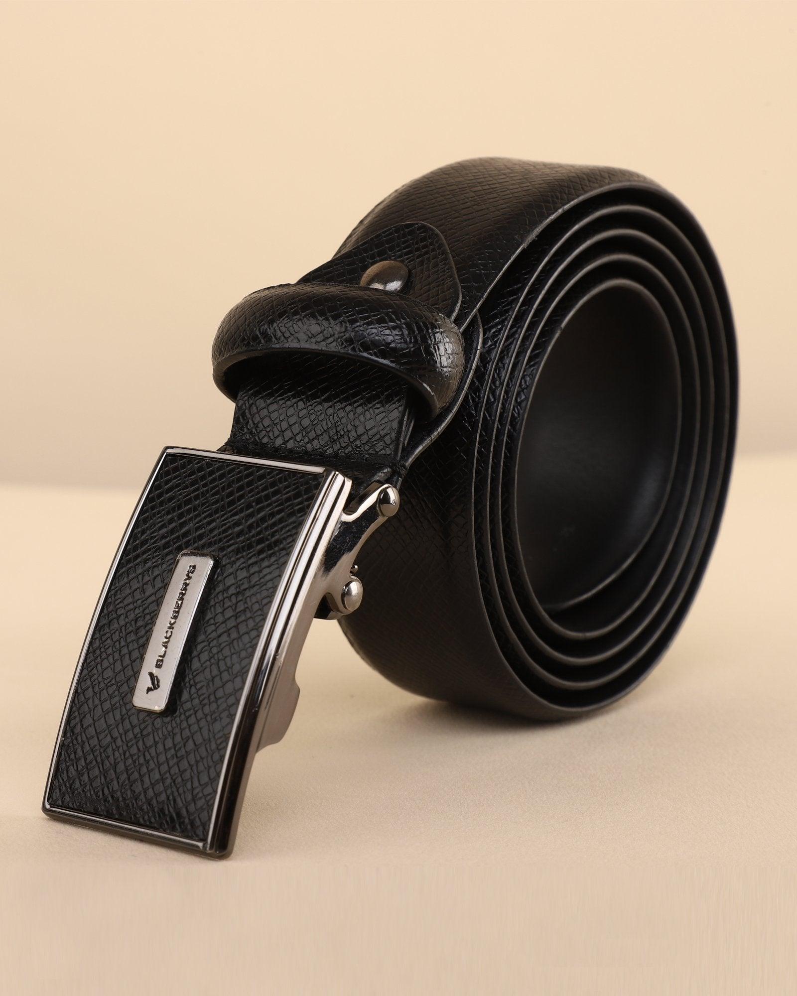 Leather Black Textured Belt - Oscar