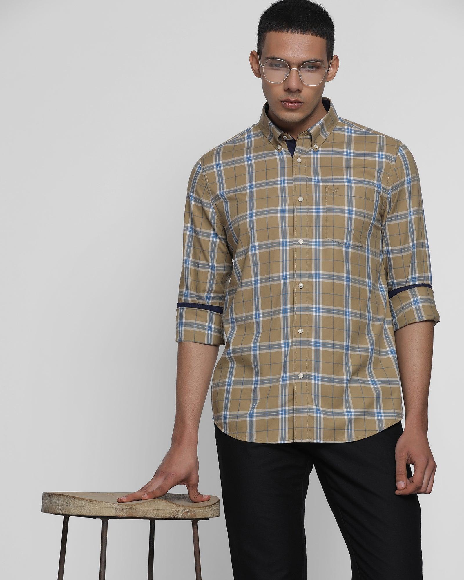 Casual Beige Check Shirt - Page