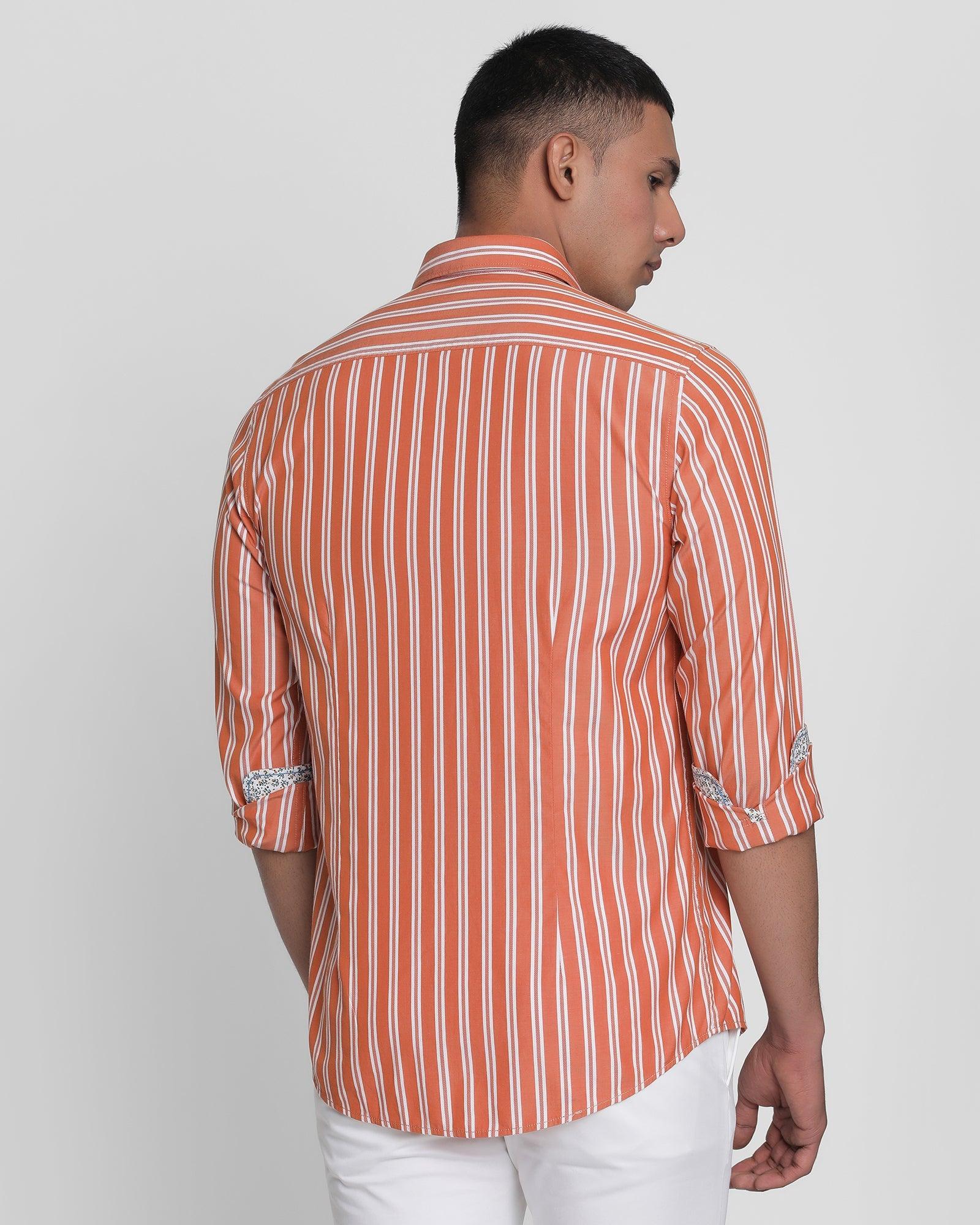 Casual Rust Striped Shirt - Paul