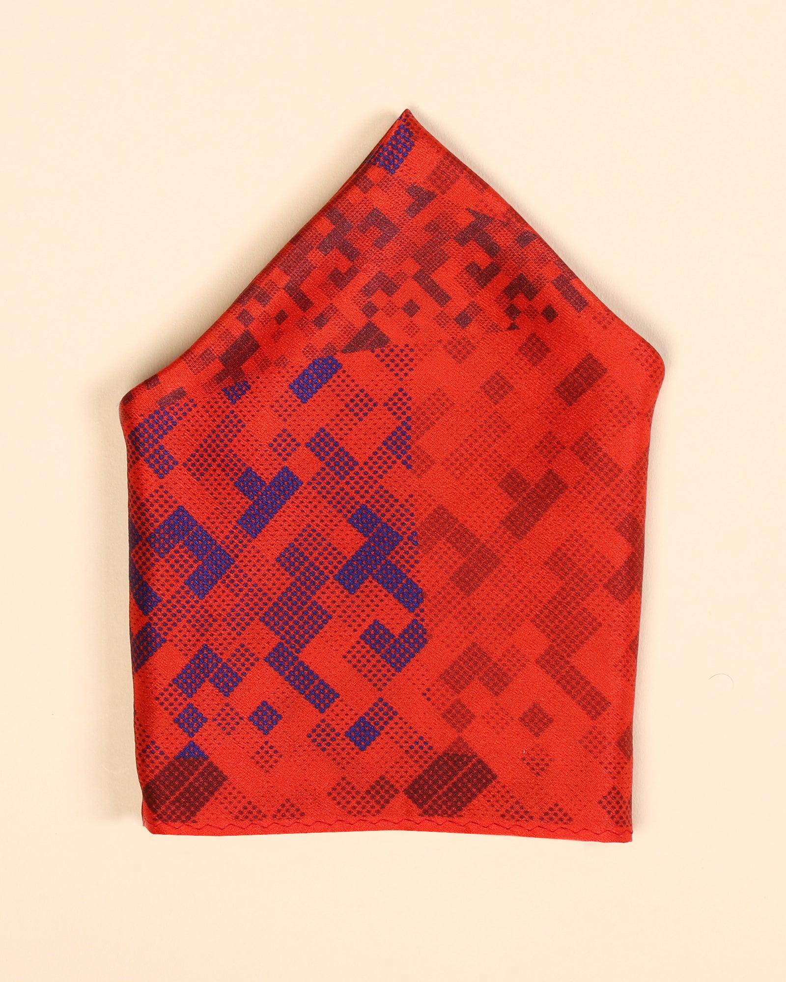 Silk Red Printed Pocket Square - Phoenix