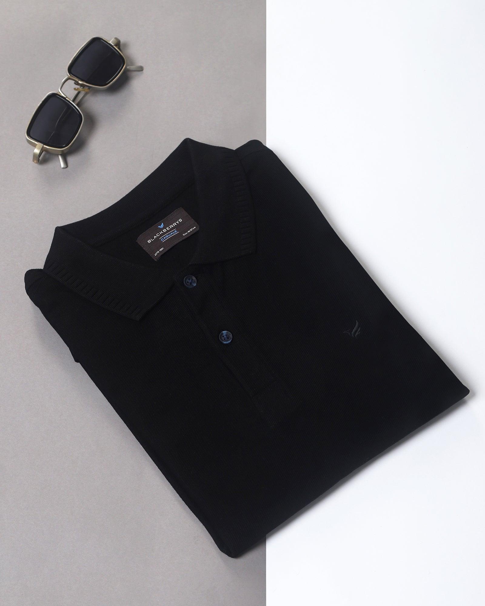 Polo Jet Black Solid T Shirt - Pipit