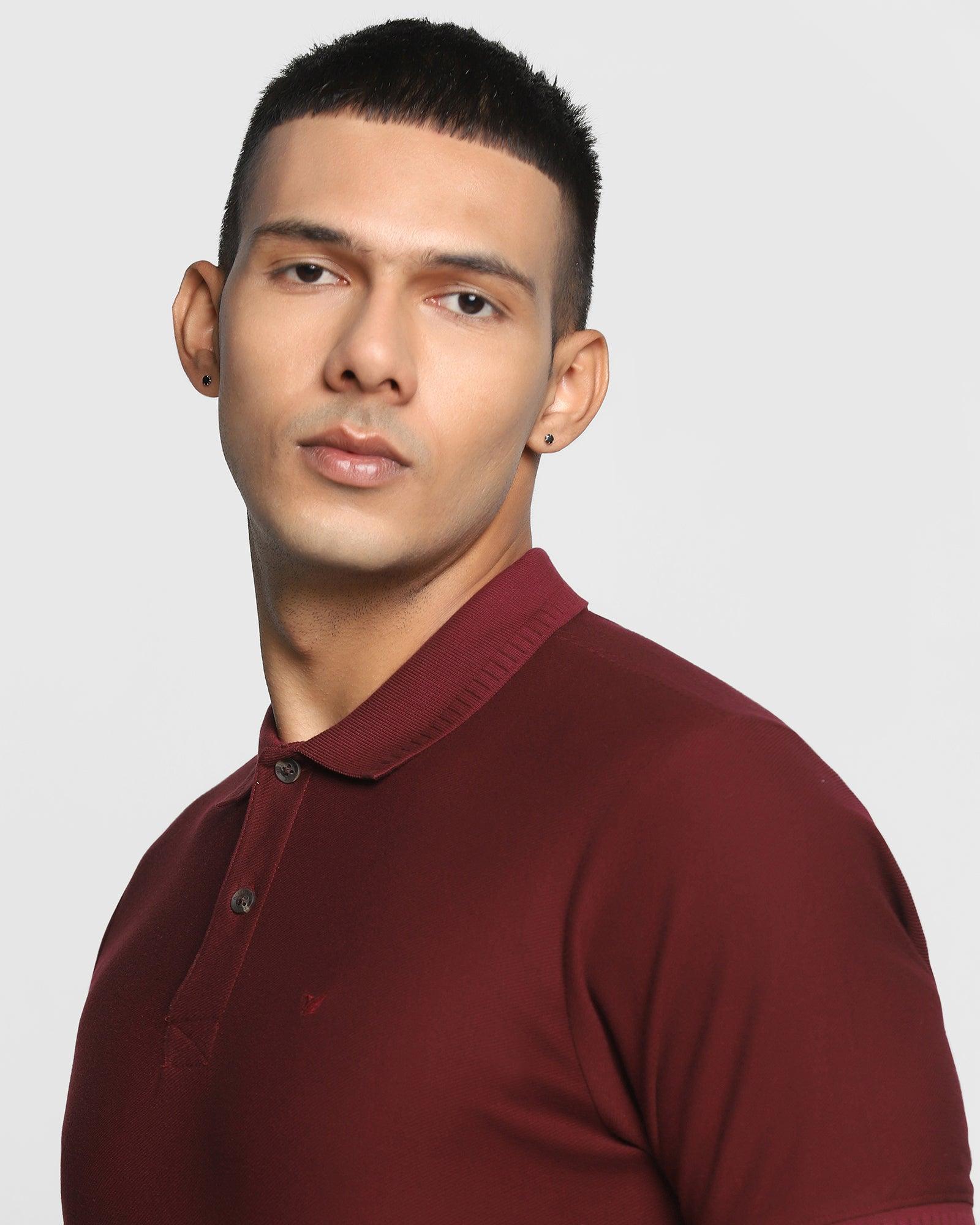 Polo Wine Solid T Shirt - Pipit
