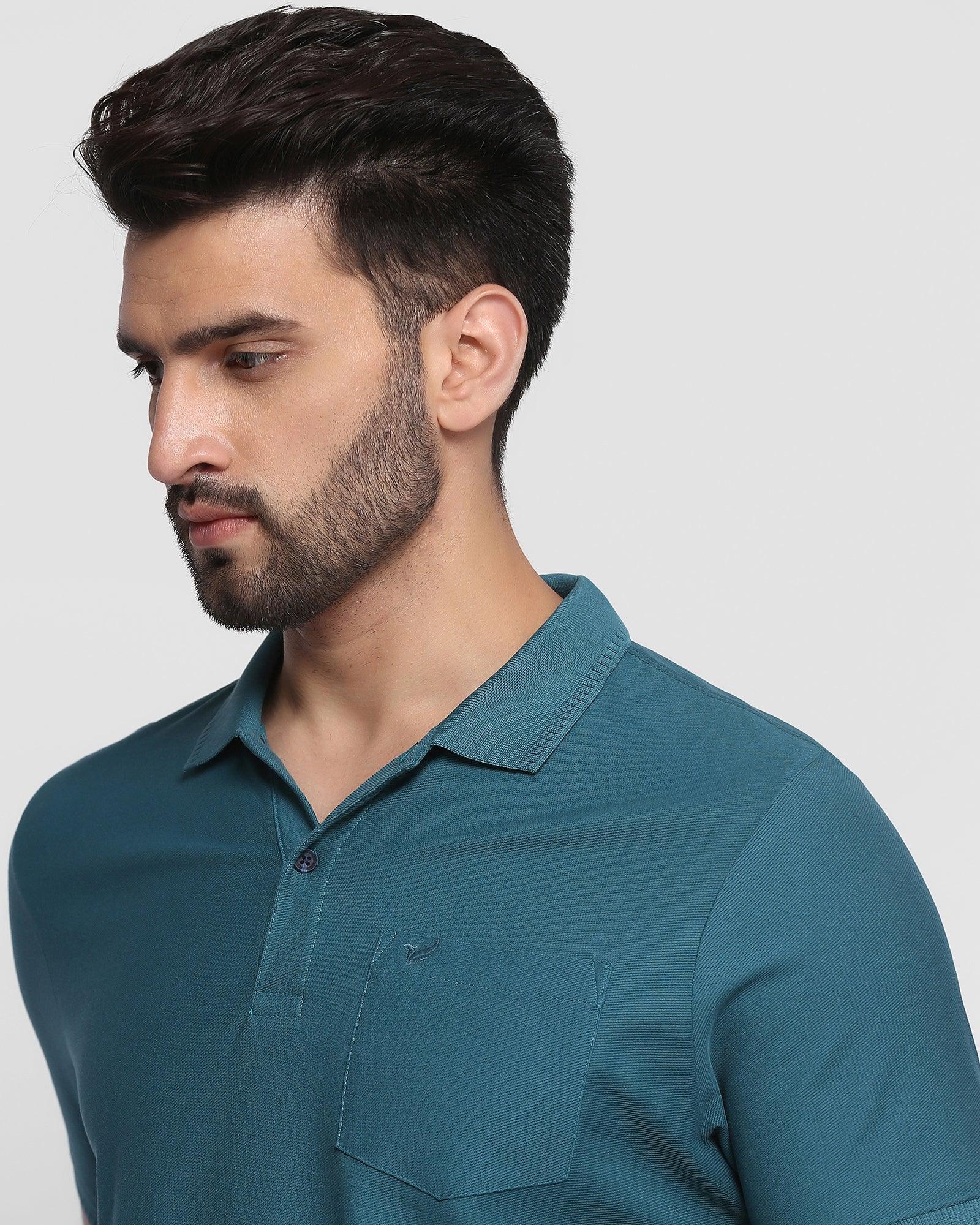Polo Teal Textured T Shirt - Pipit