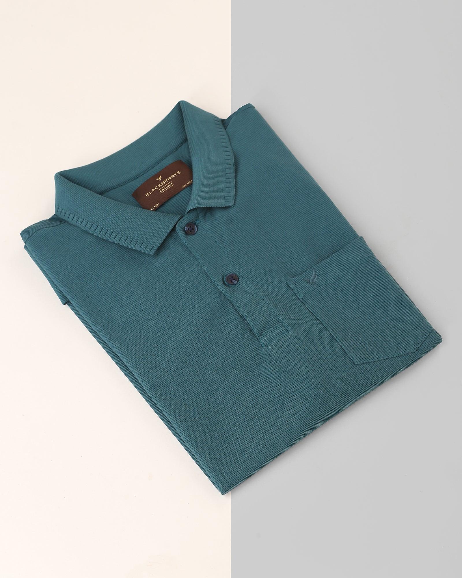 Polo Teal Textured T Shirt - Pipit