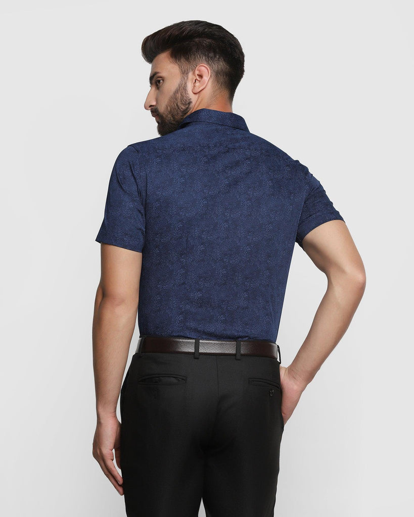 Formal Half Sleeve Blue Printed Shirt - Mark