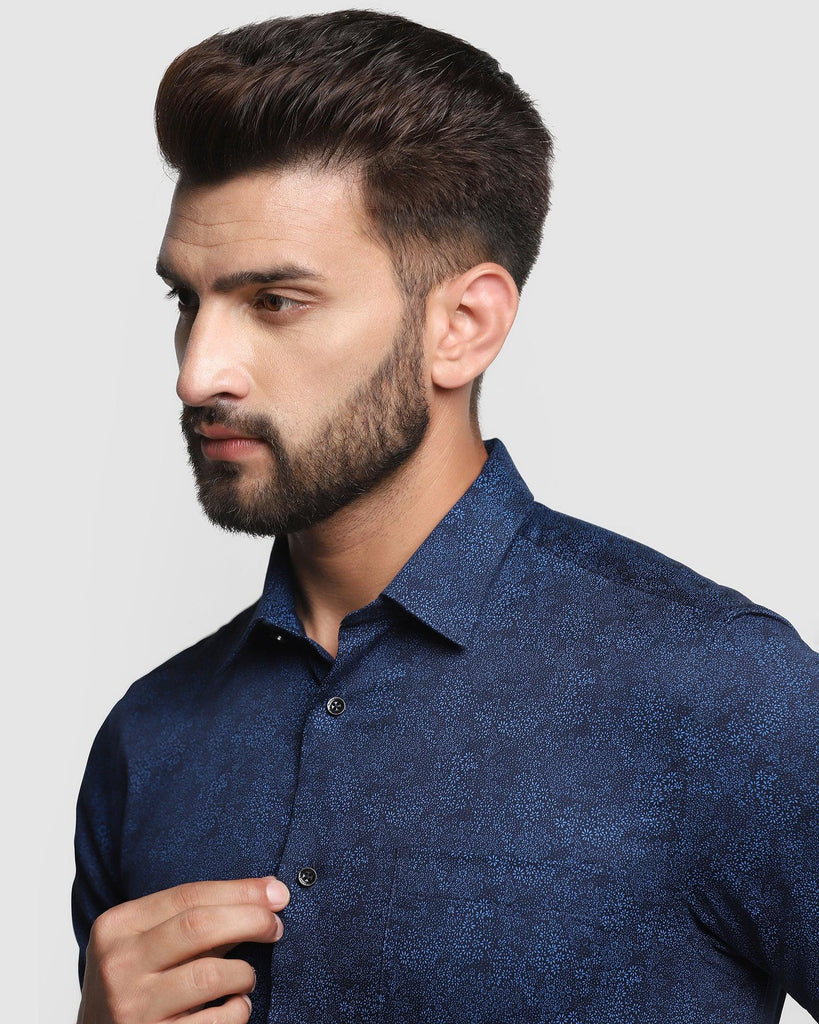 Formal Half Sleeve Blue Printed Shirt - Mark