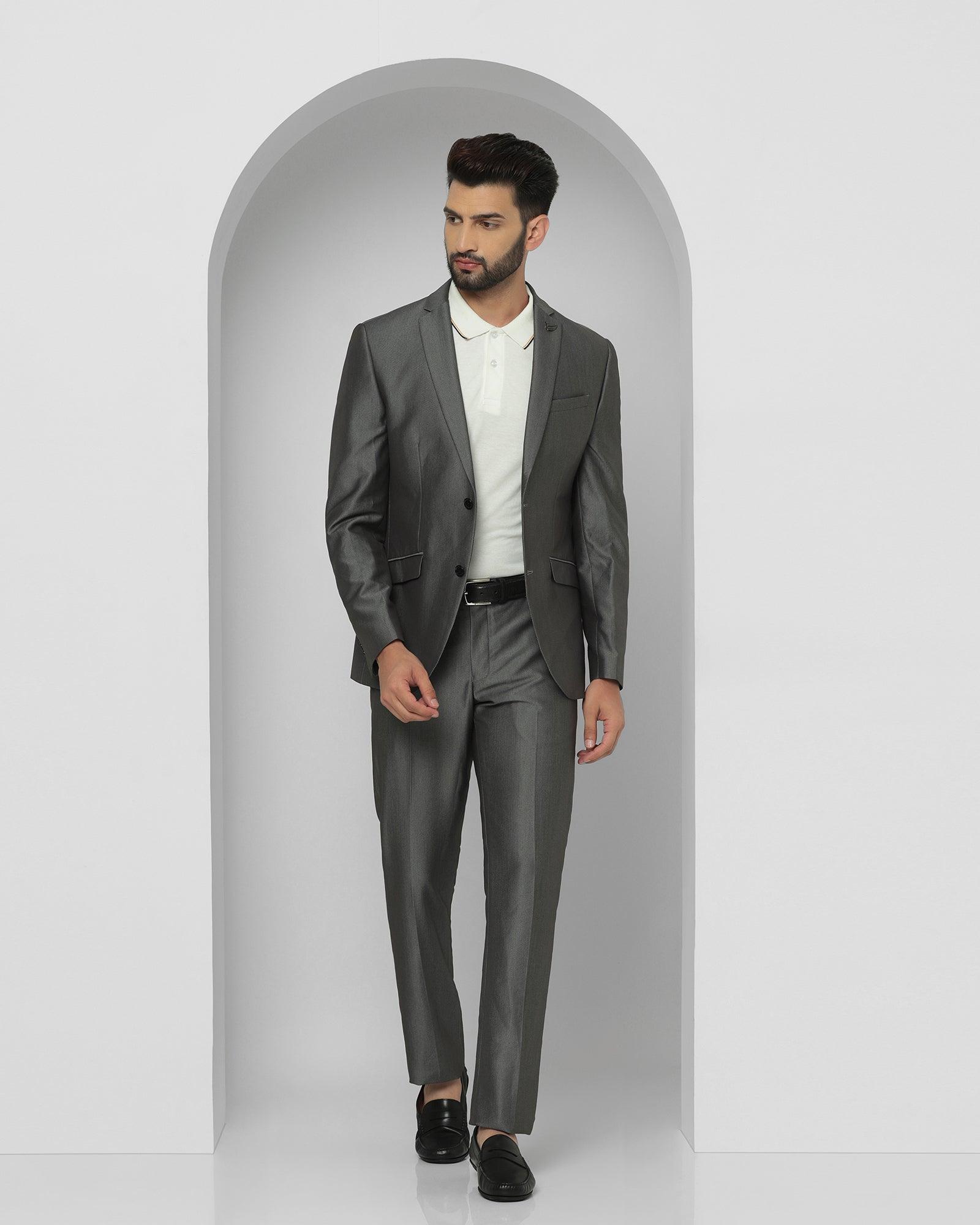 Two Piece Charcoal Textured Formal Suit - Therin