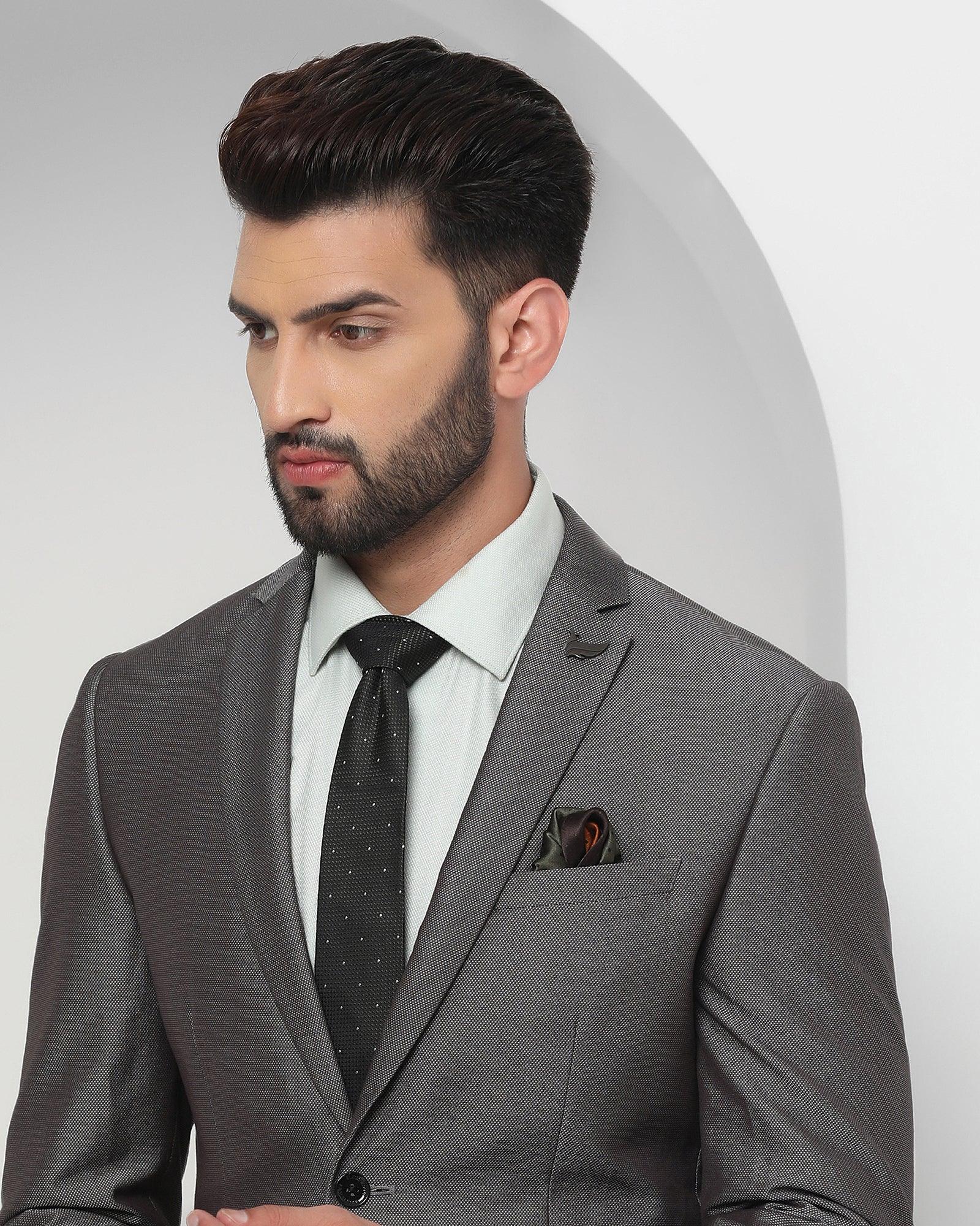 Two Piece Charcoal Textured Formal Suit - Therin