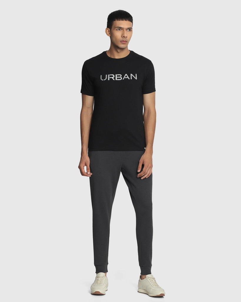 Casual Charcoal Printed Jogger - Accent
