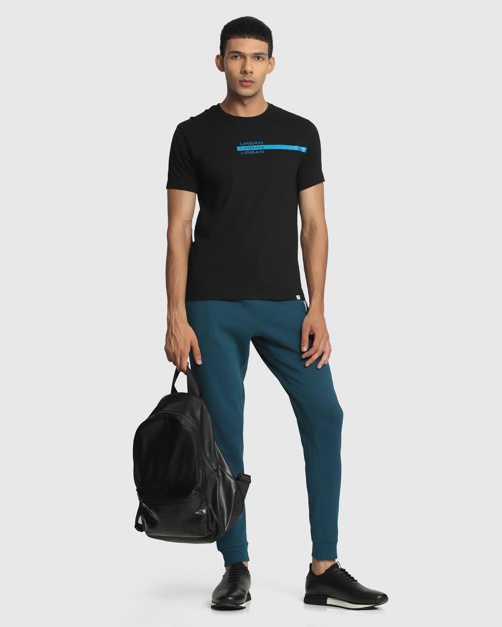 Casual Teal Blue Printed Jogger - Accent