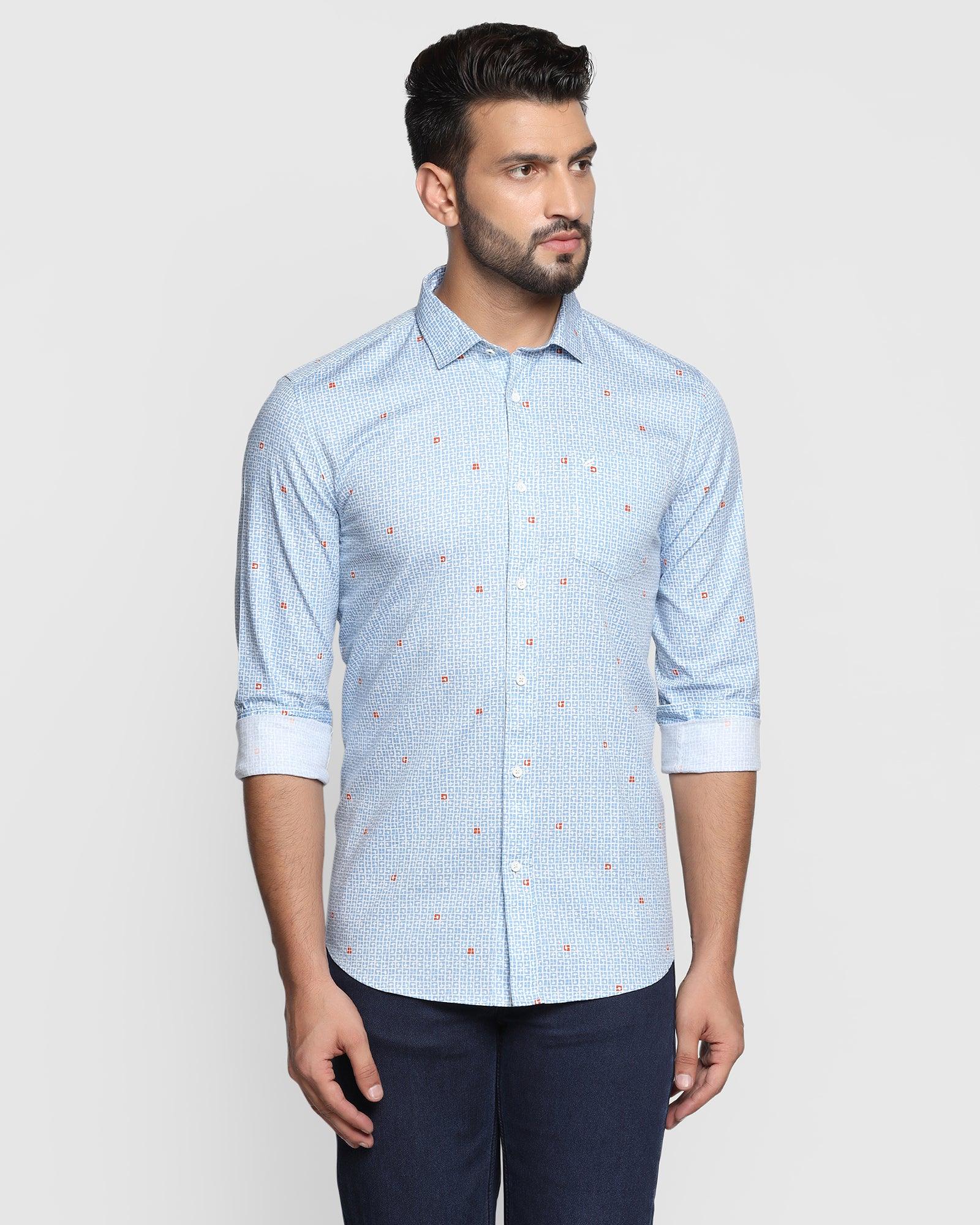 Casual Blue Printed Shirt - Olly