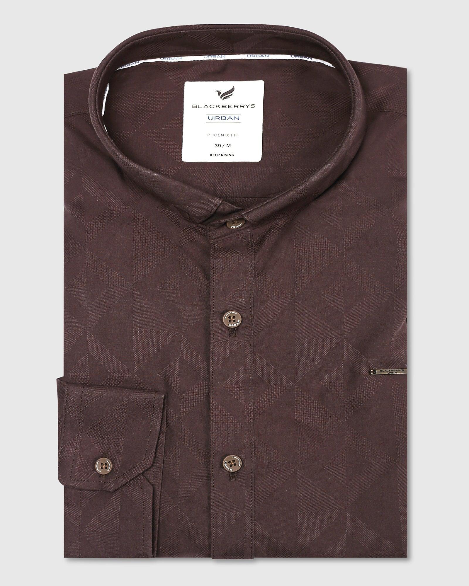 Casual Chocolate Brown Printed Shirt - Hino