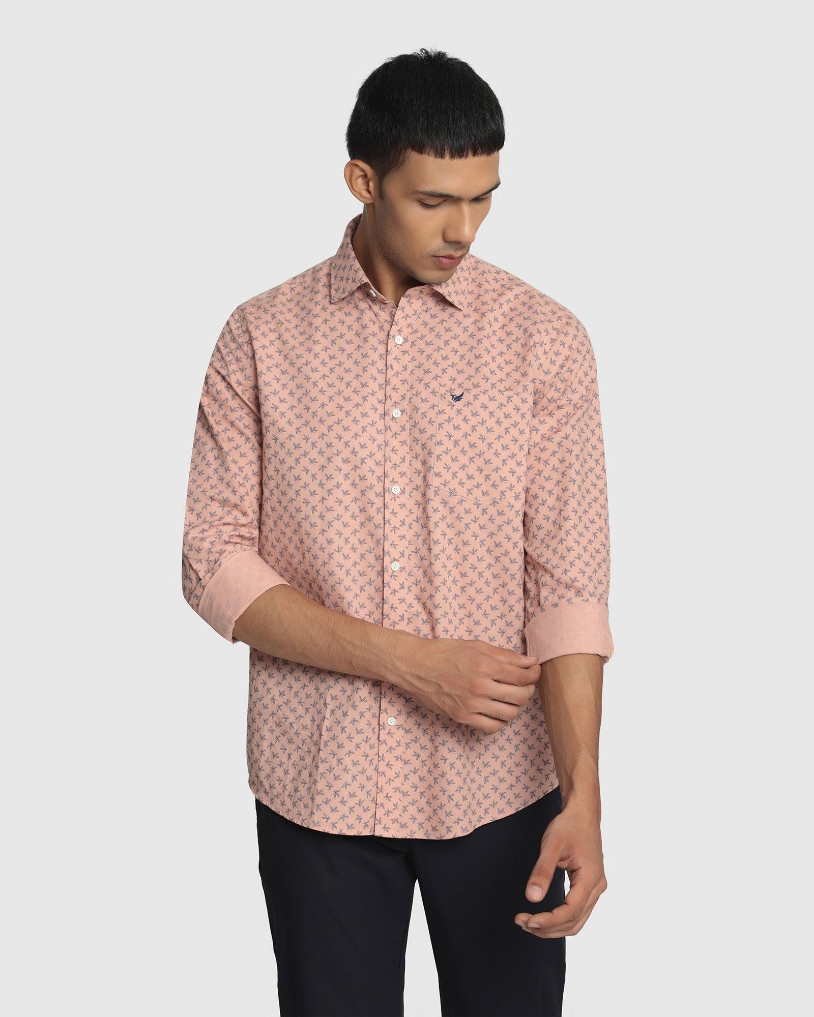 Linen Casual Dusty Pink Printed Shirt - Cloud