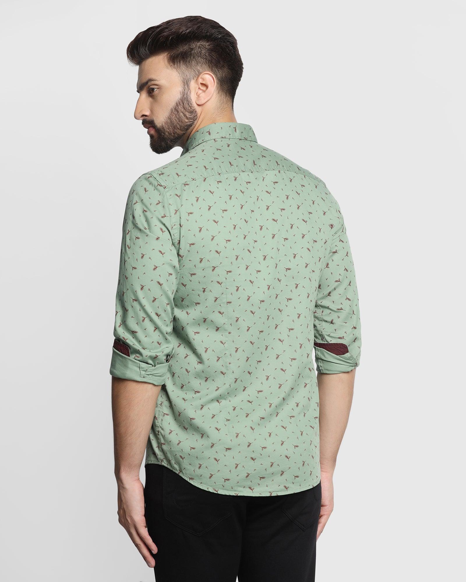 Casual Green Printed Shirt - Cognac