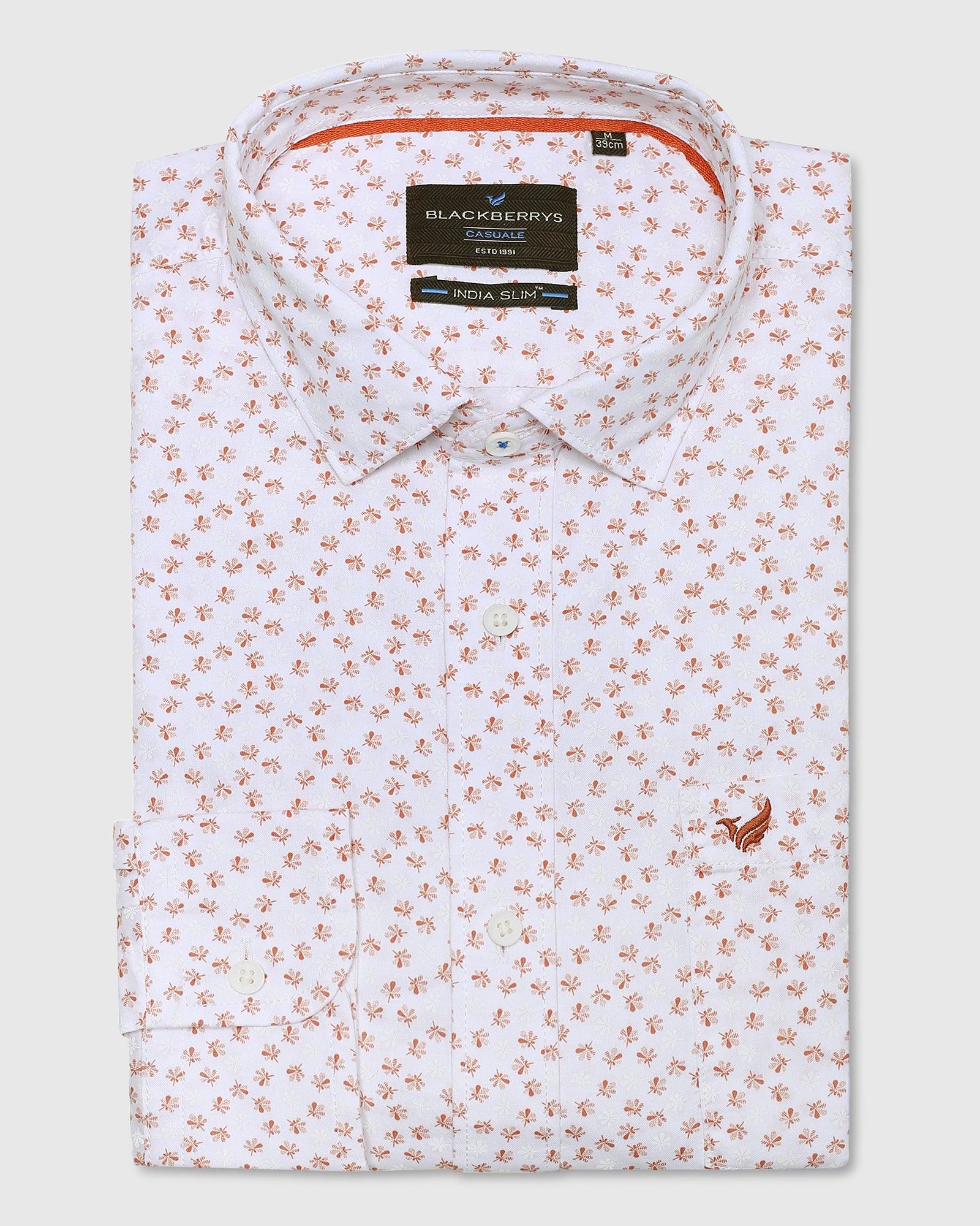 Casual Peach Printed Shirt - Kris