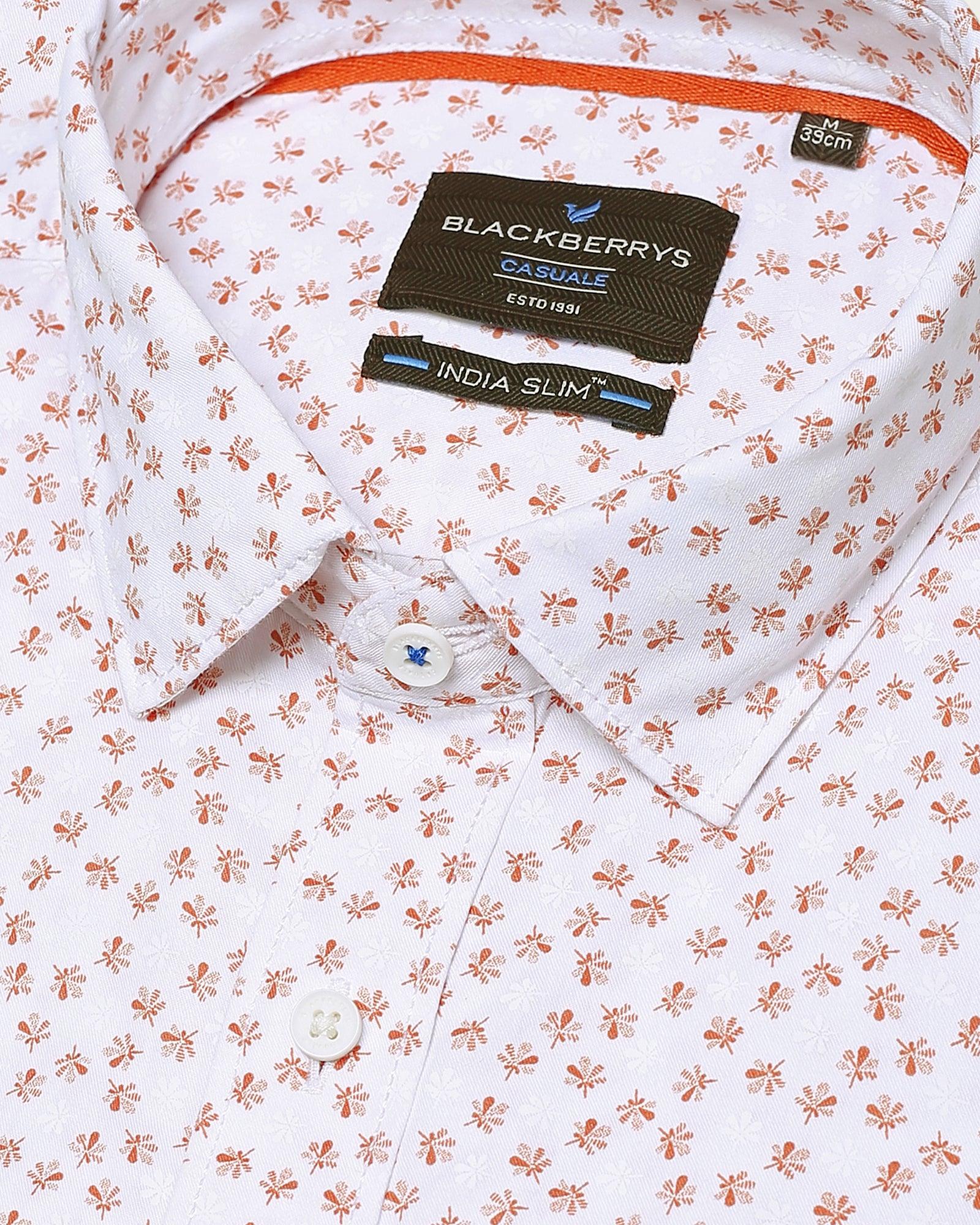 Casual Peach Printed Shirt - Kris
