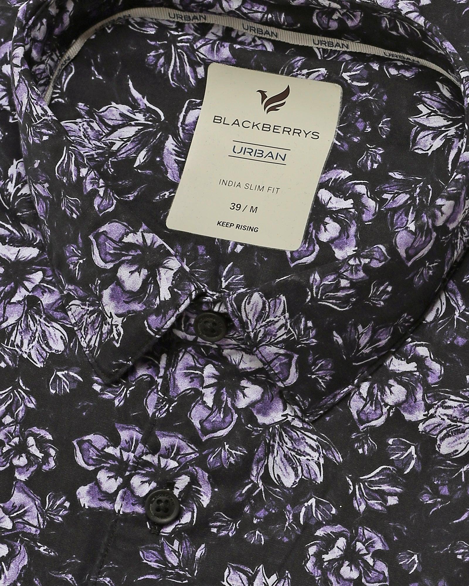 Casual Purple Printed Shirt - Romi