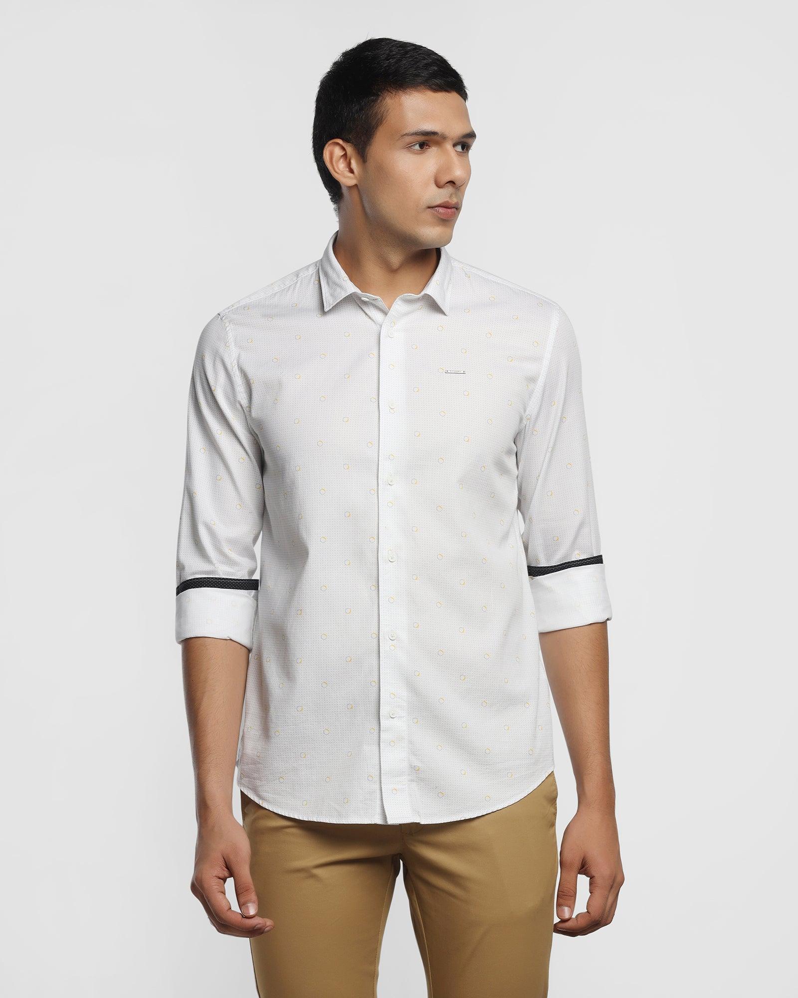 Casual White Printed Shirt - Abar