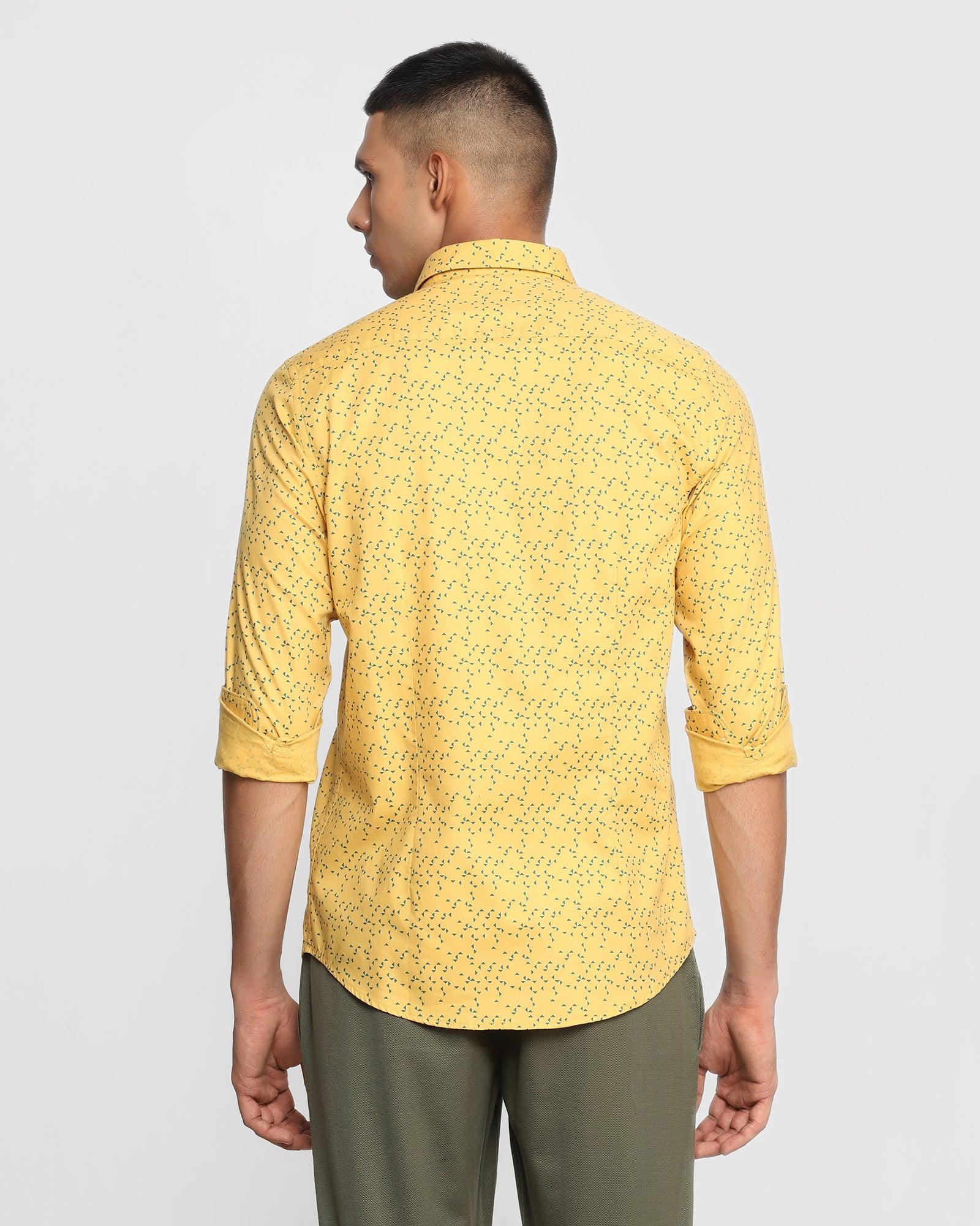 Casual Yellow Printed Shirt - Pebble