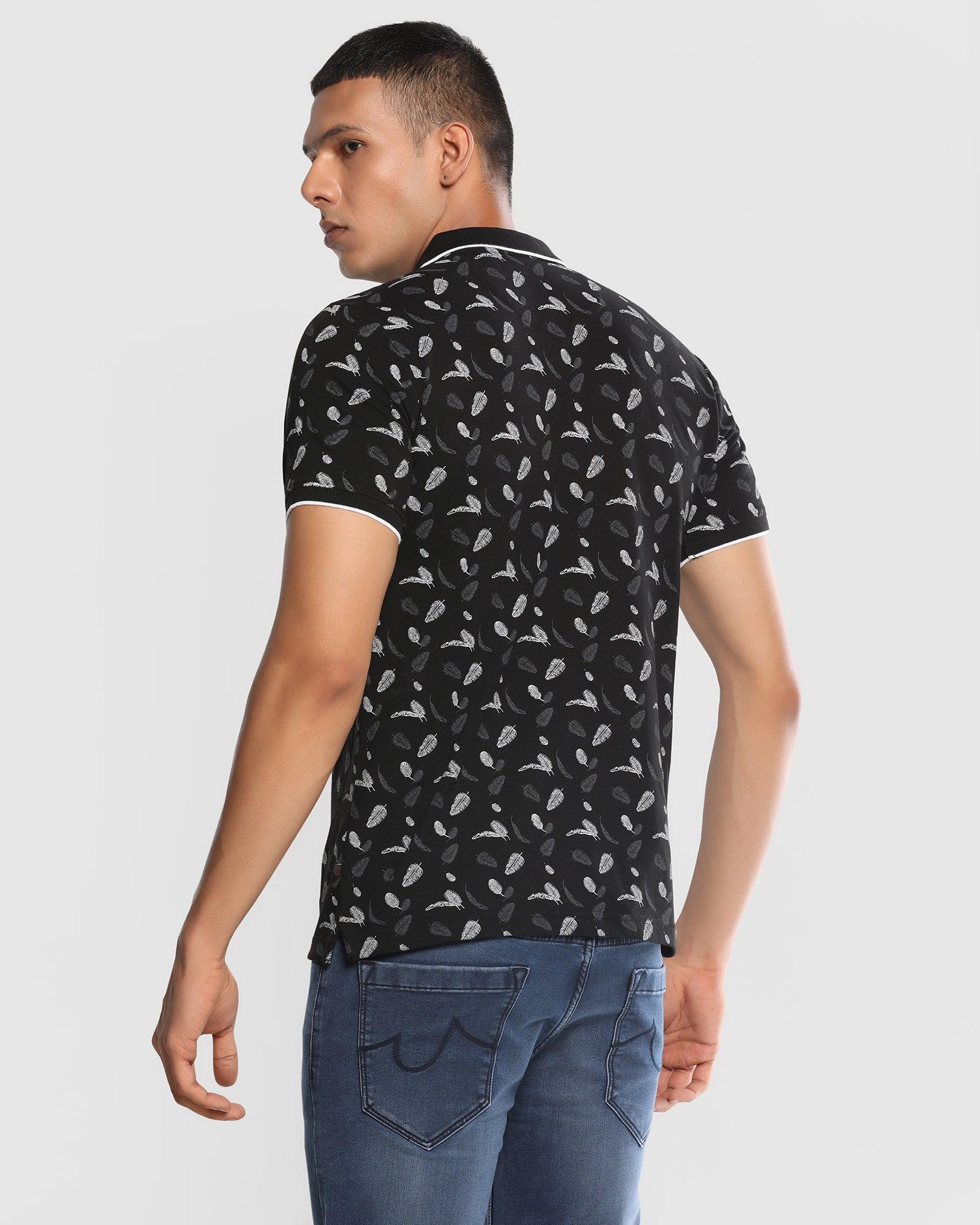 Polo Black Printed T Shirt - Banana