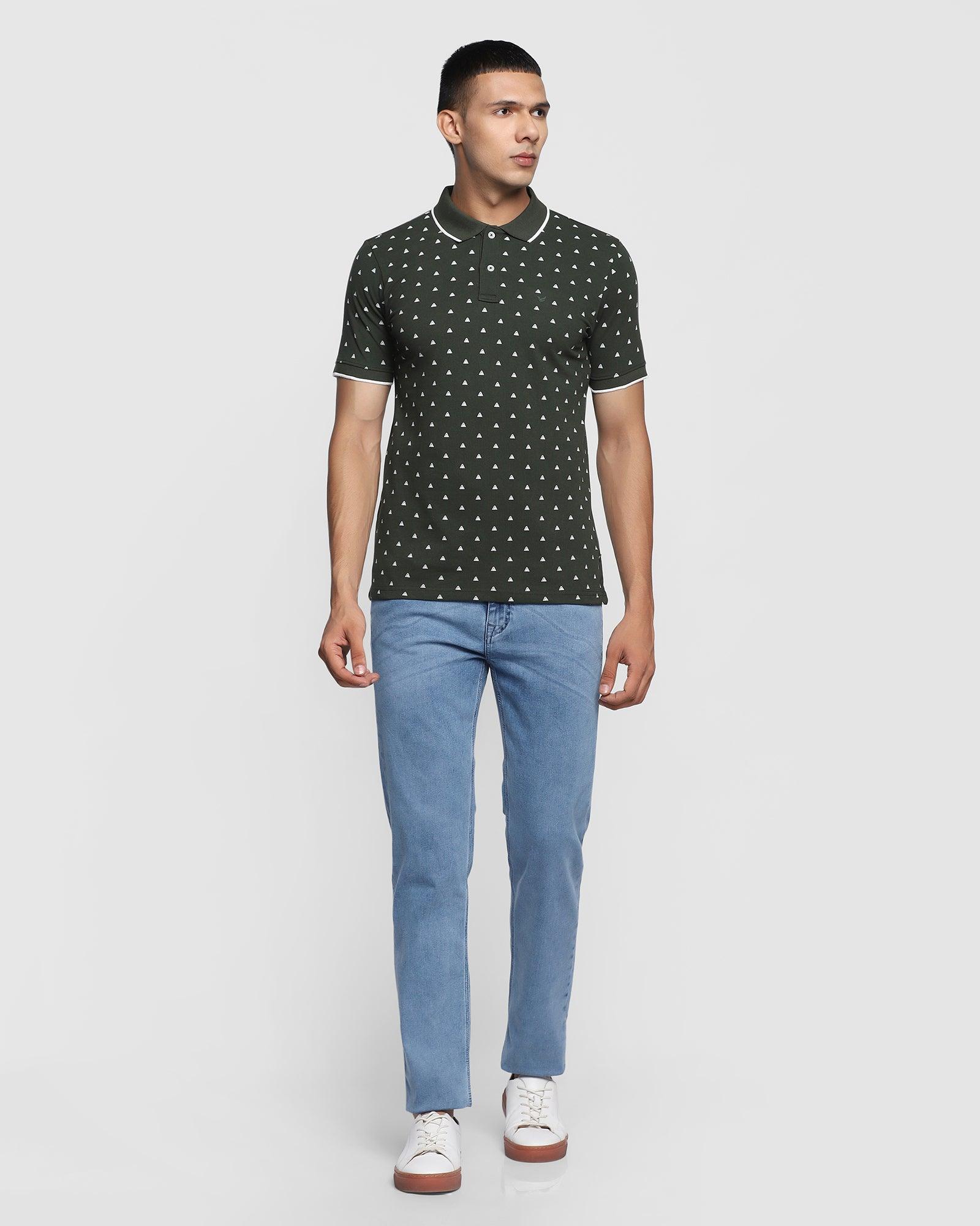 Polo Olive Printed T Shirt - Flow