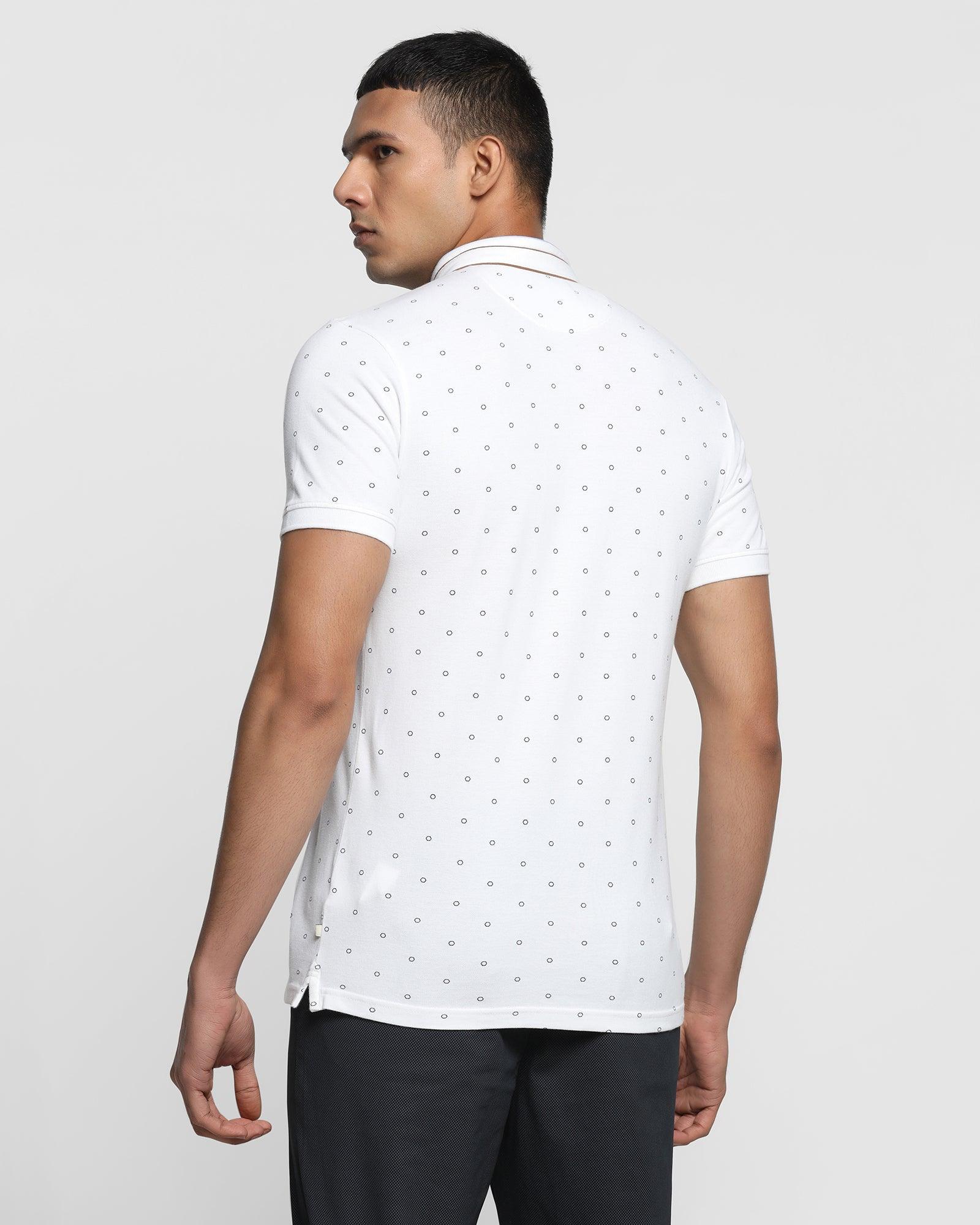 Henley Collar White Printed T Shirt - Francis