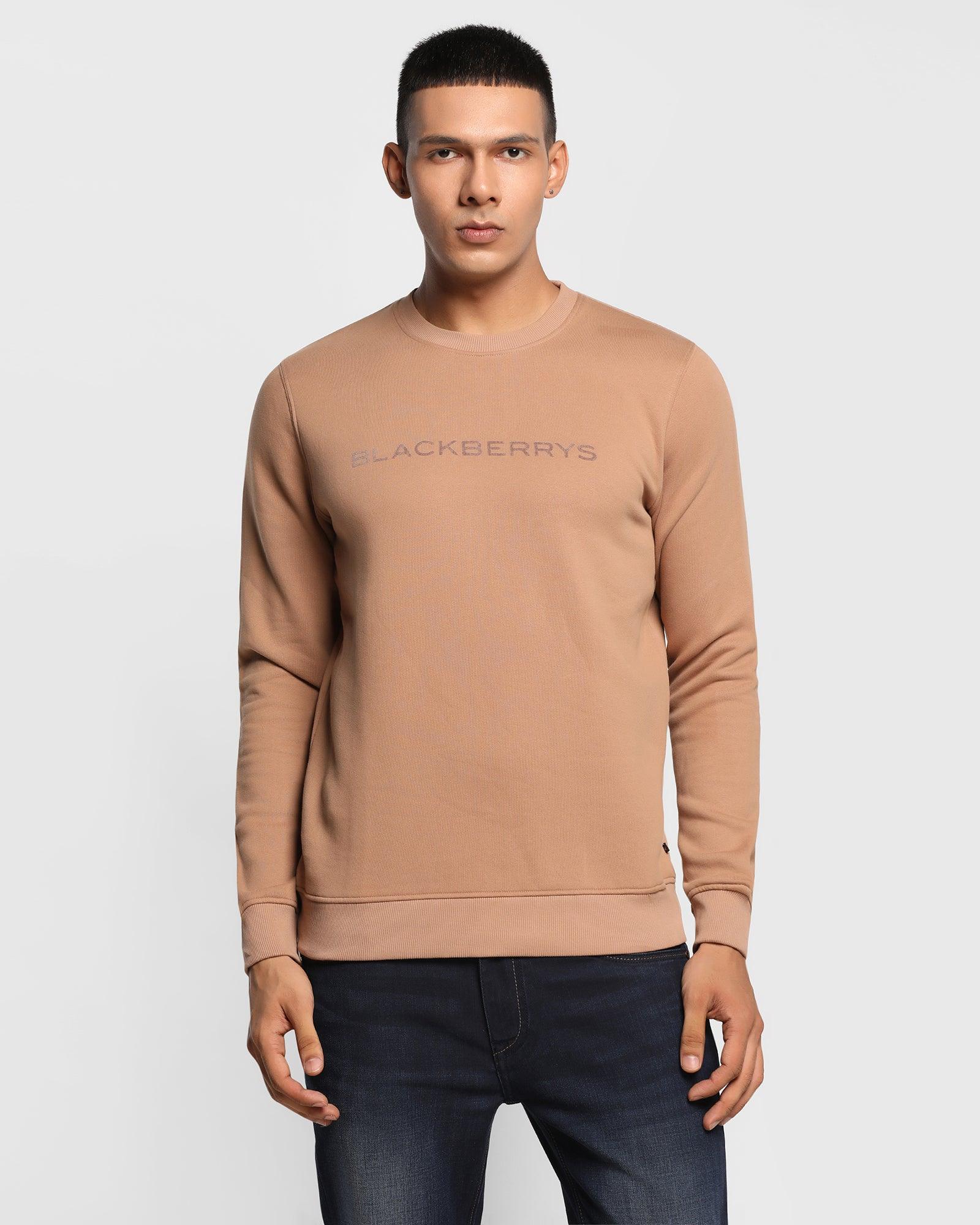 Crew Neck Mid Brown Printed Sweatshirt - Jameson