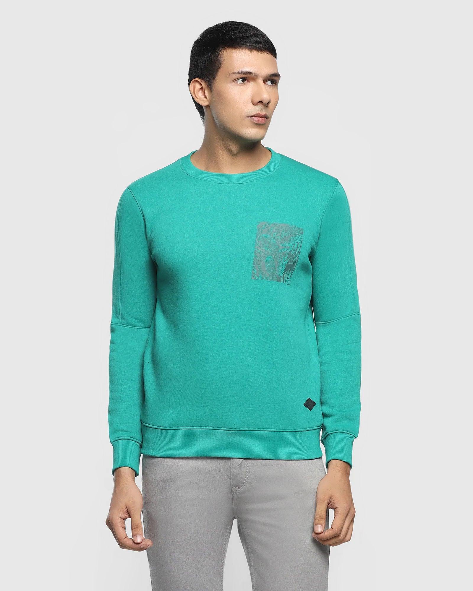 Crew Neck Amazon Green Printed Sweatshirt - Venem