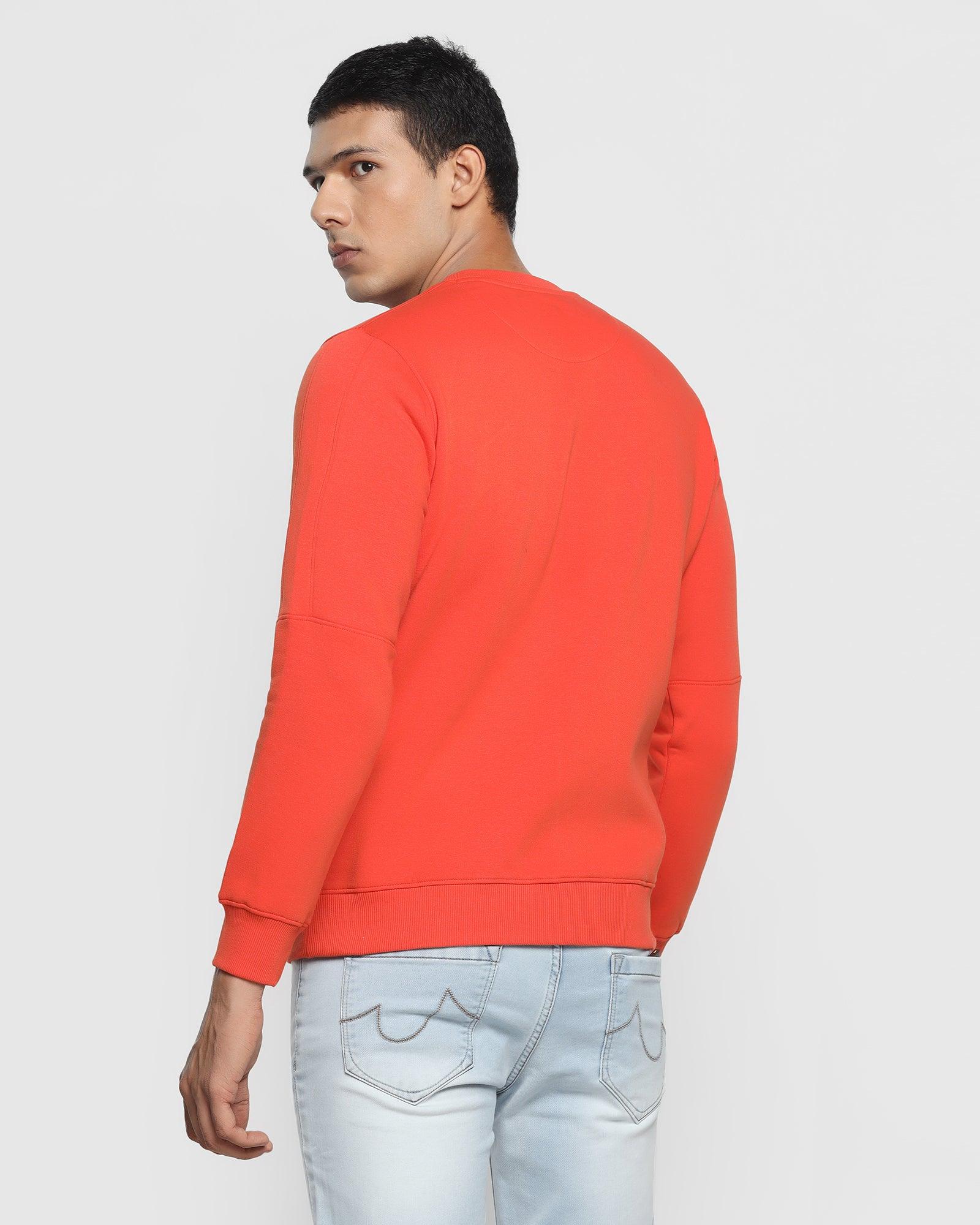 Crew Neck Orange Printed Sweatshirt - Venem