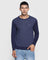 Crew Neck Ink Blue Textured Sweater - Jaxon