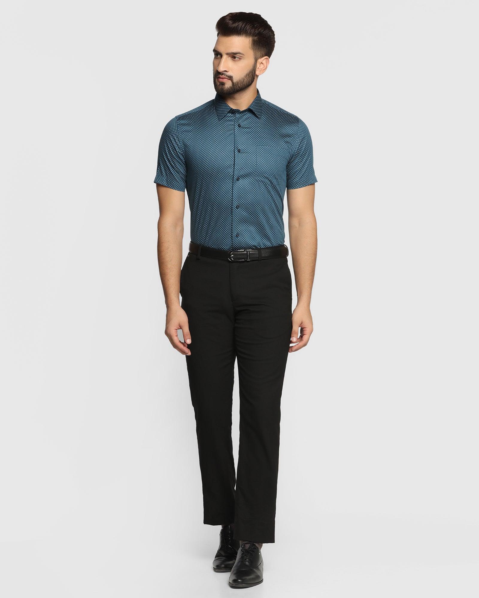 Formal Half Sleeve Blue Printed Shirt - Nate