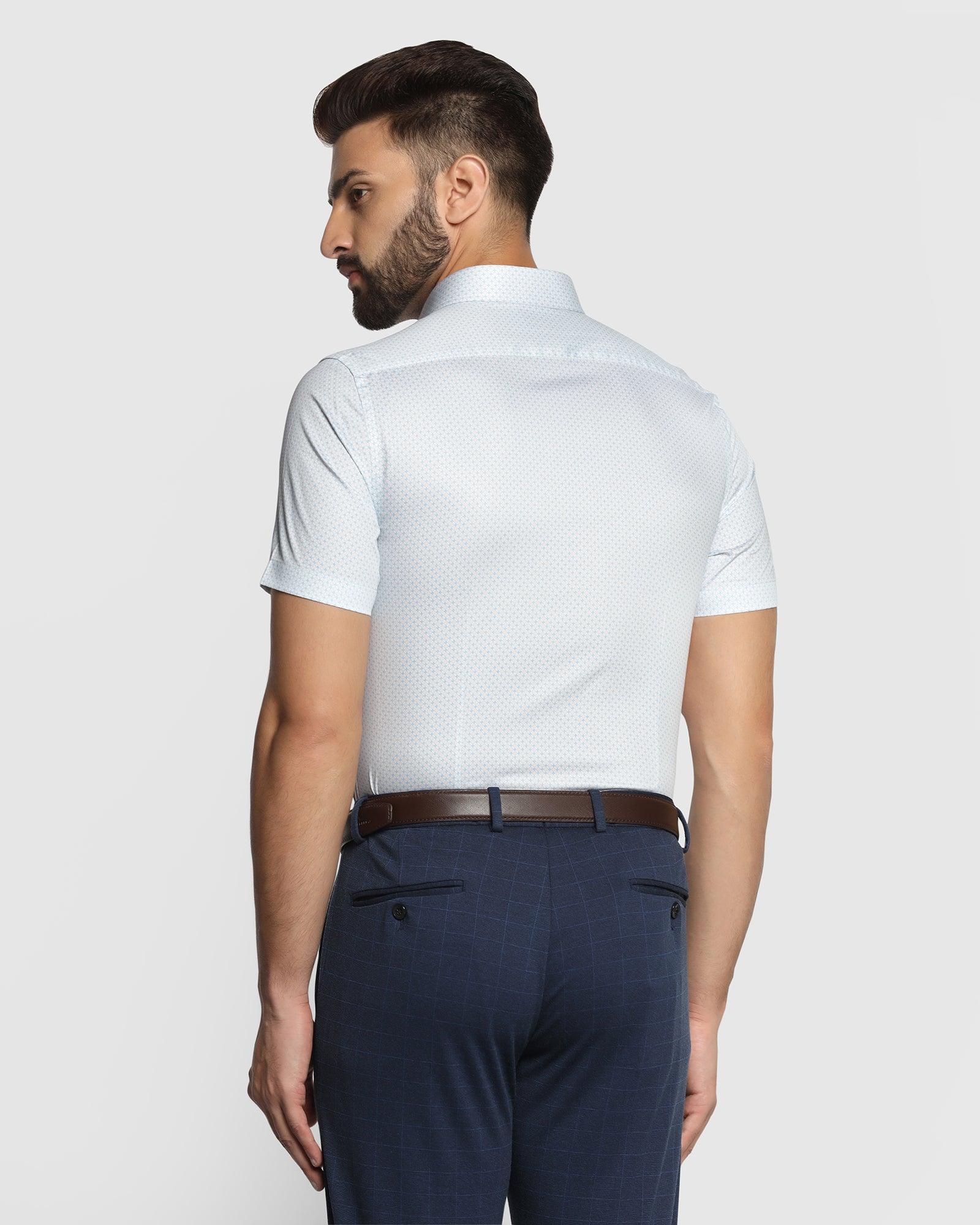 Formal Half Sleeve White Printed Shirt - Nate