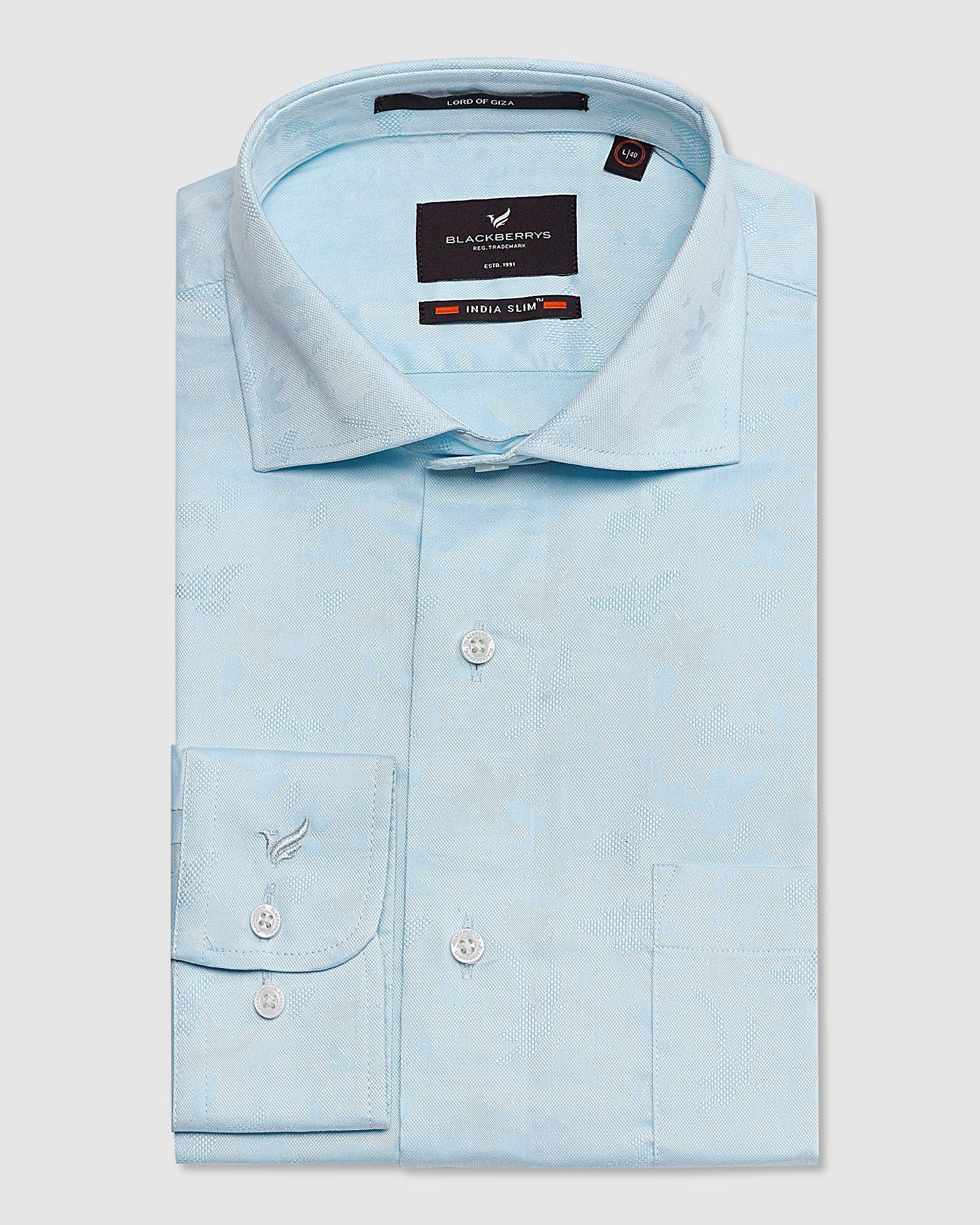 Formal Aqua Textured Shirt - Amaze