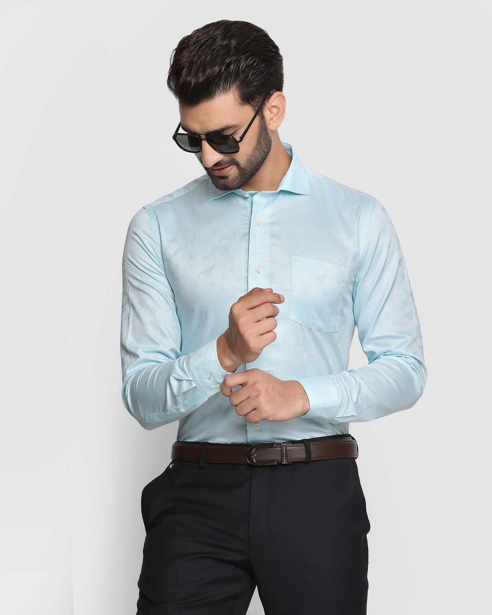 Formal Aqua Textured Shirt - Amaze