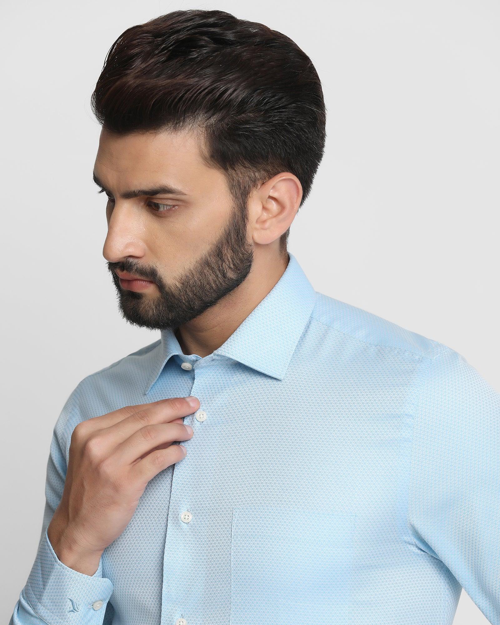 Formal Blue Textured Shirt - Japlin