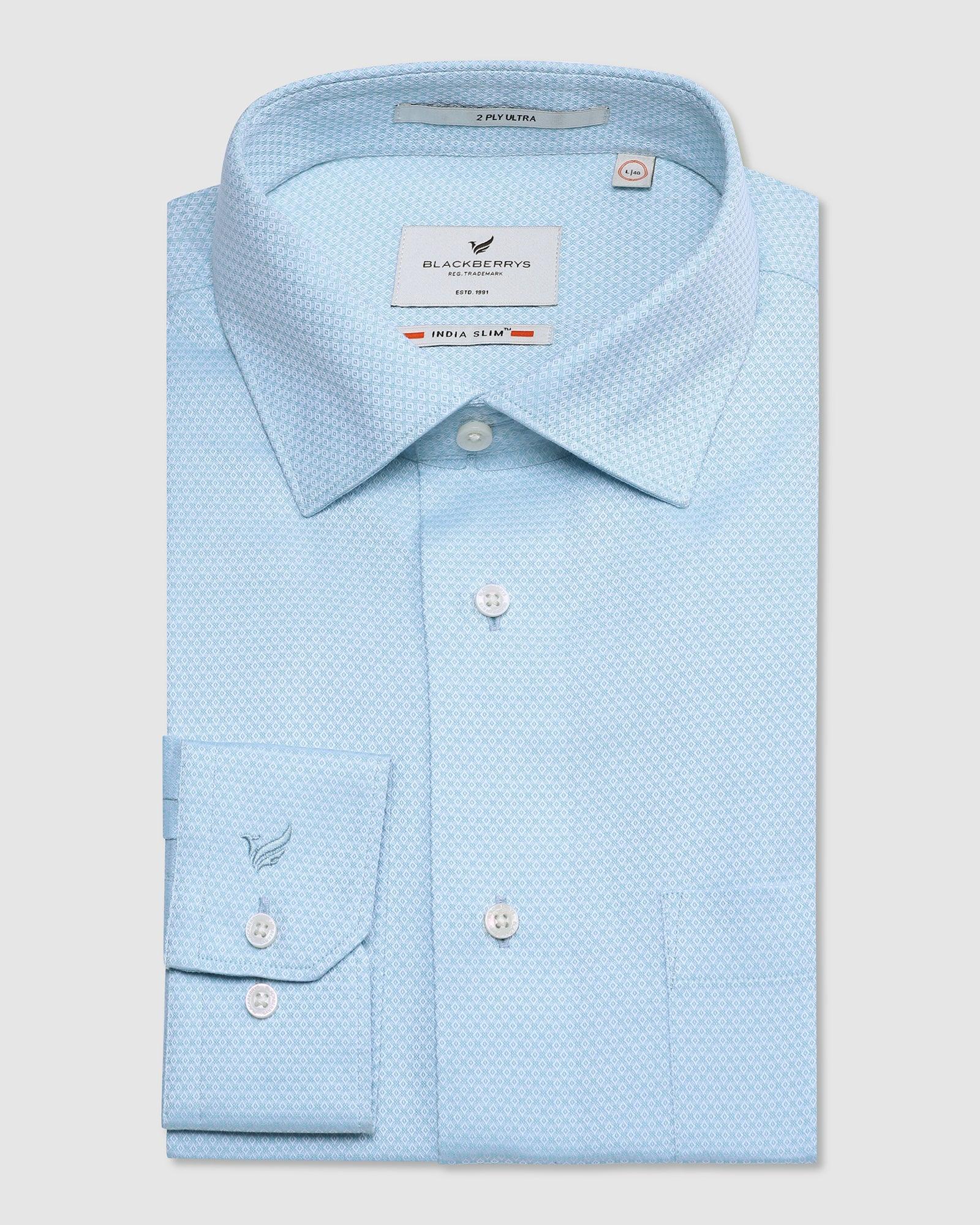 Formal Blue Textured Shirt - Japlin