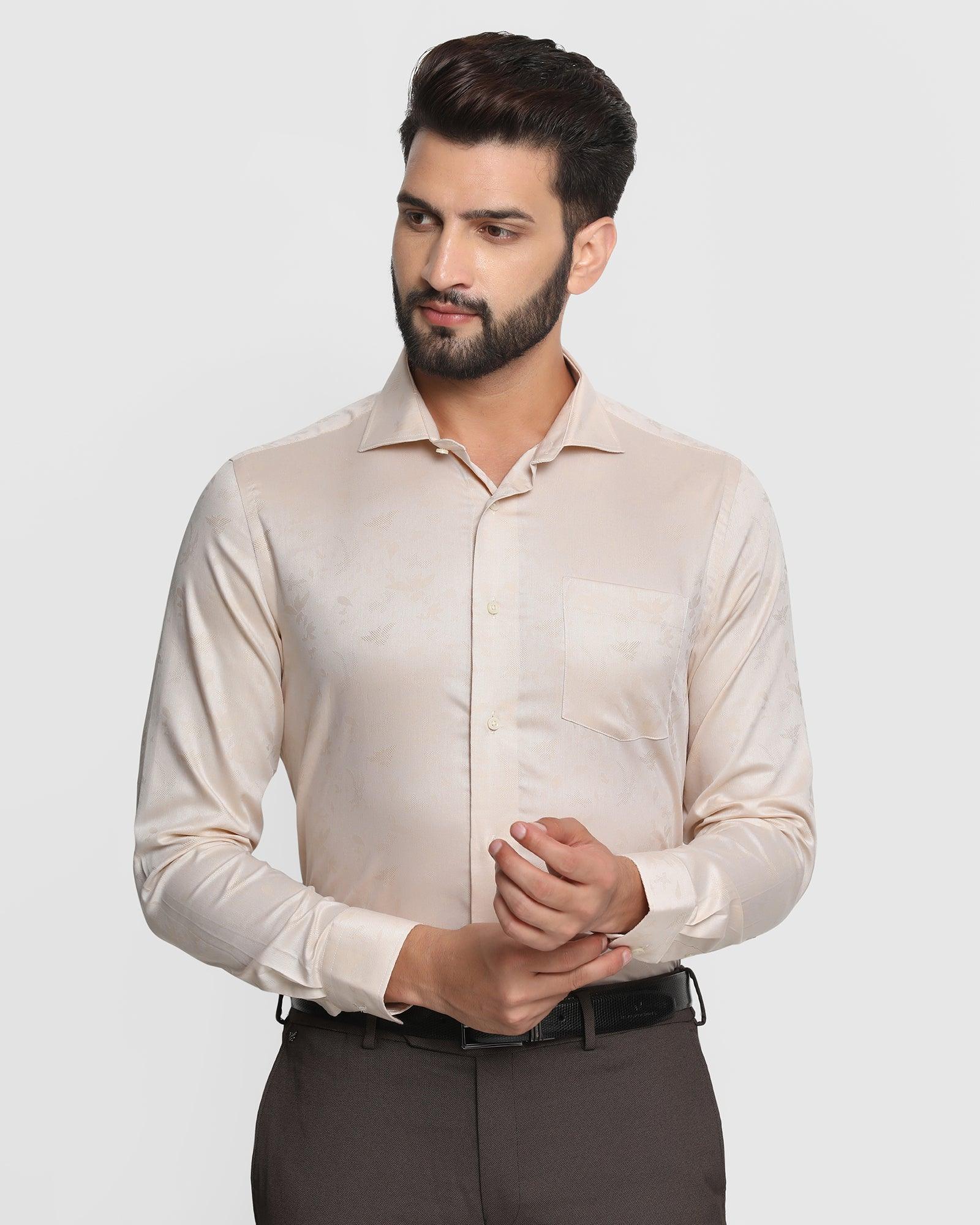 Formal Cream Textured Shirt - Amaze