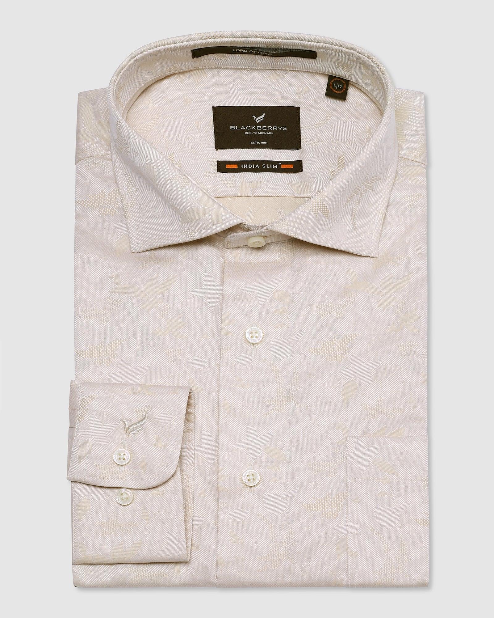 Formal Cream Textured Shirt - Amaze