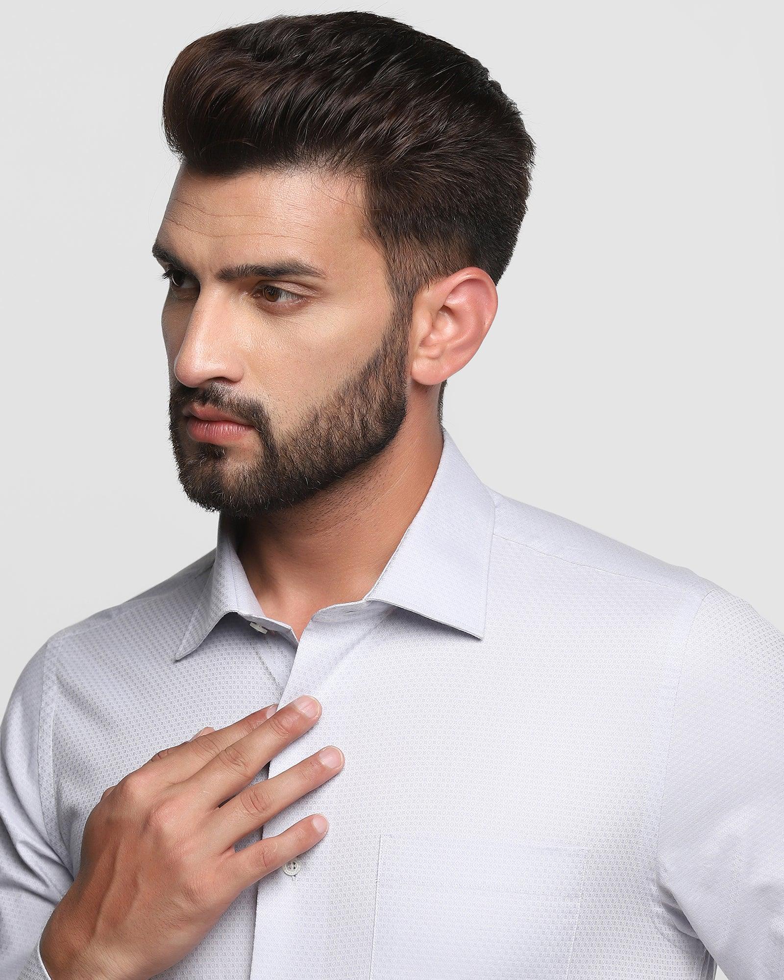 Formal Grey Textured Shirt - Japlin