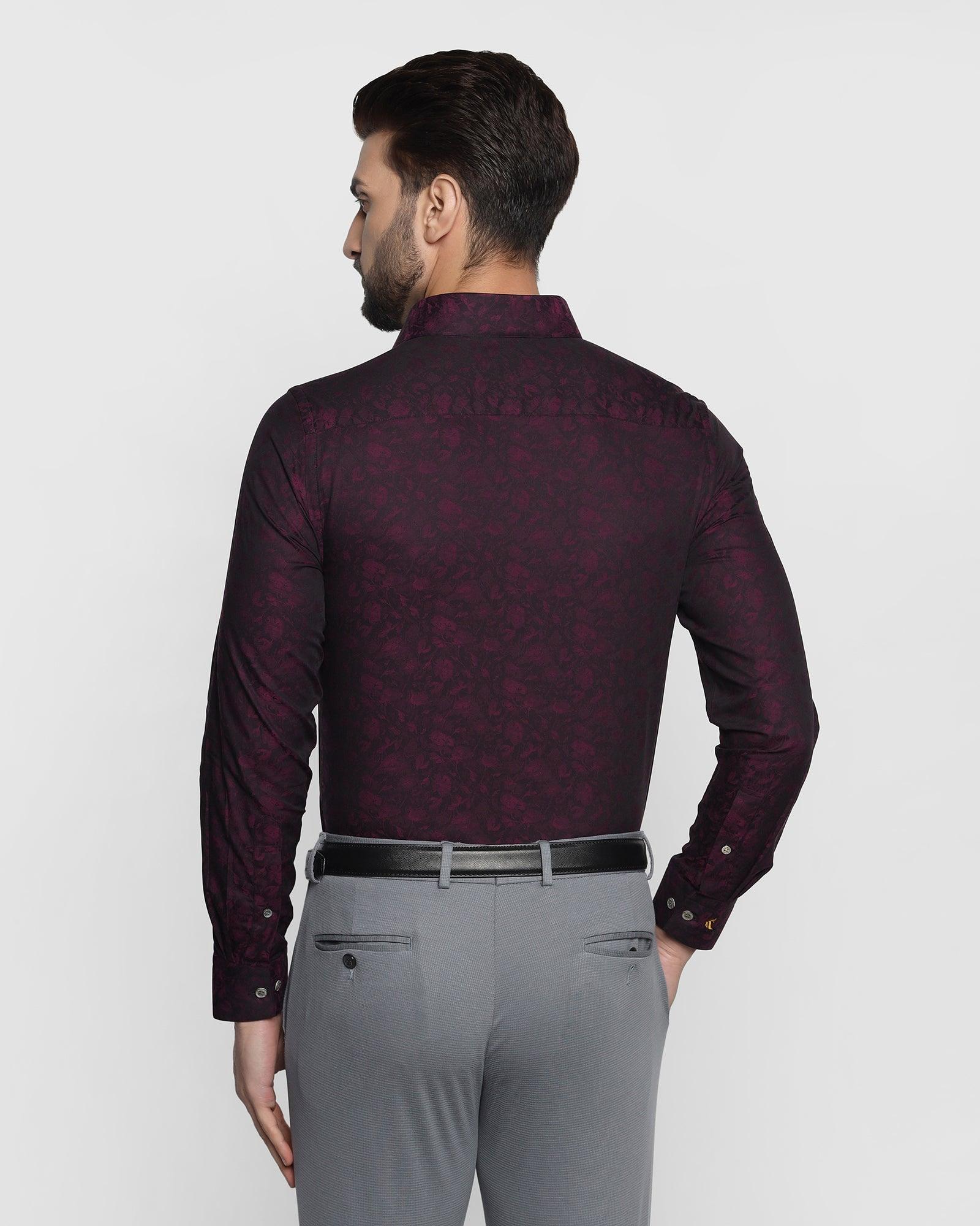 Luxe Formal Plum Printed Shirt - Prior
