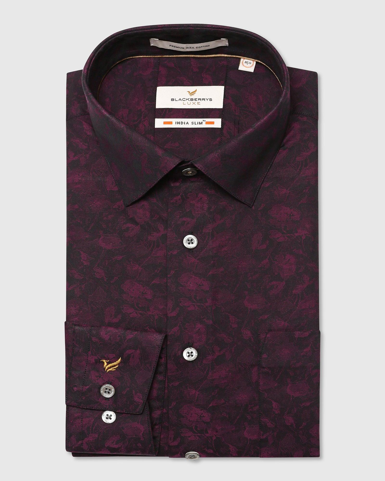 Luxe Formal Plum Printed Shirt - Prior