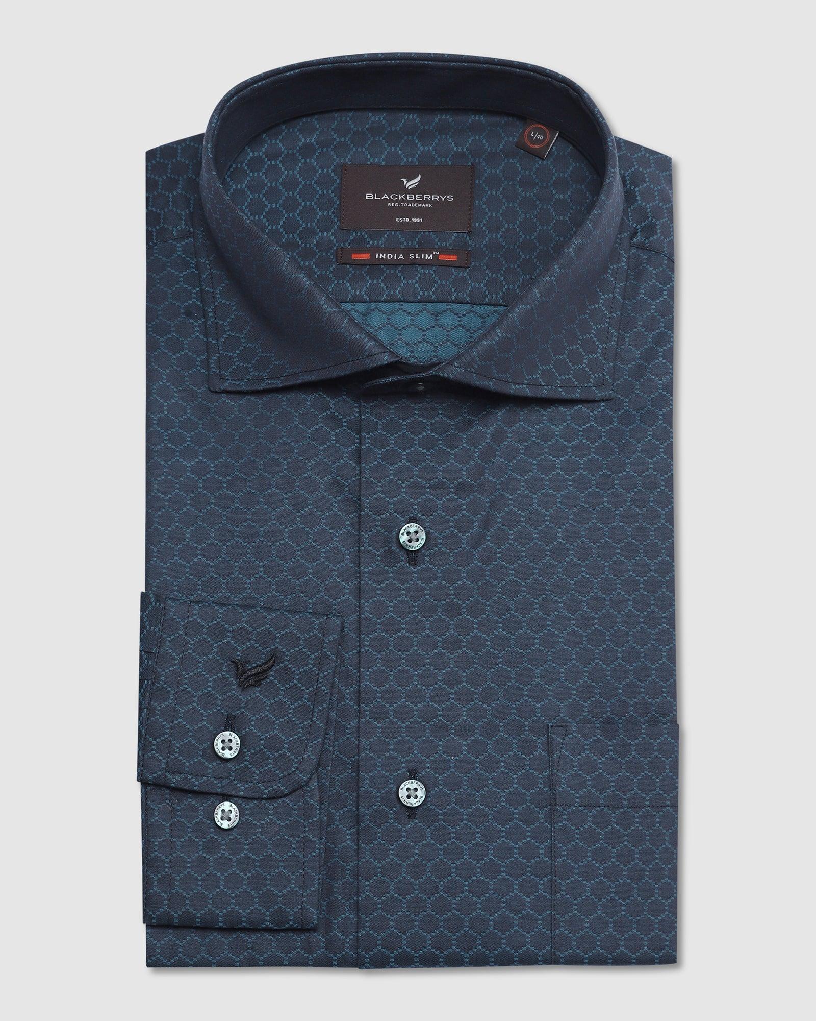 Formal Teal Textured Shirt - Baron