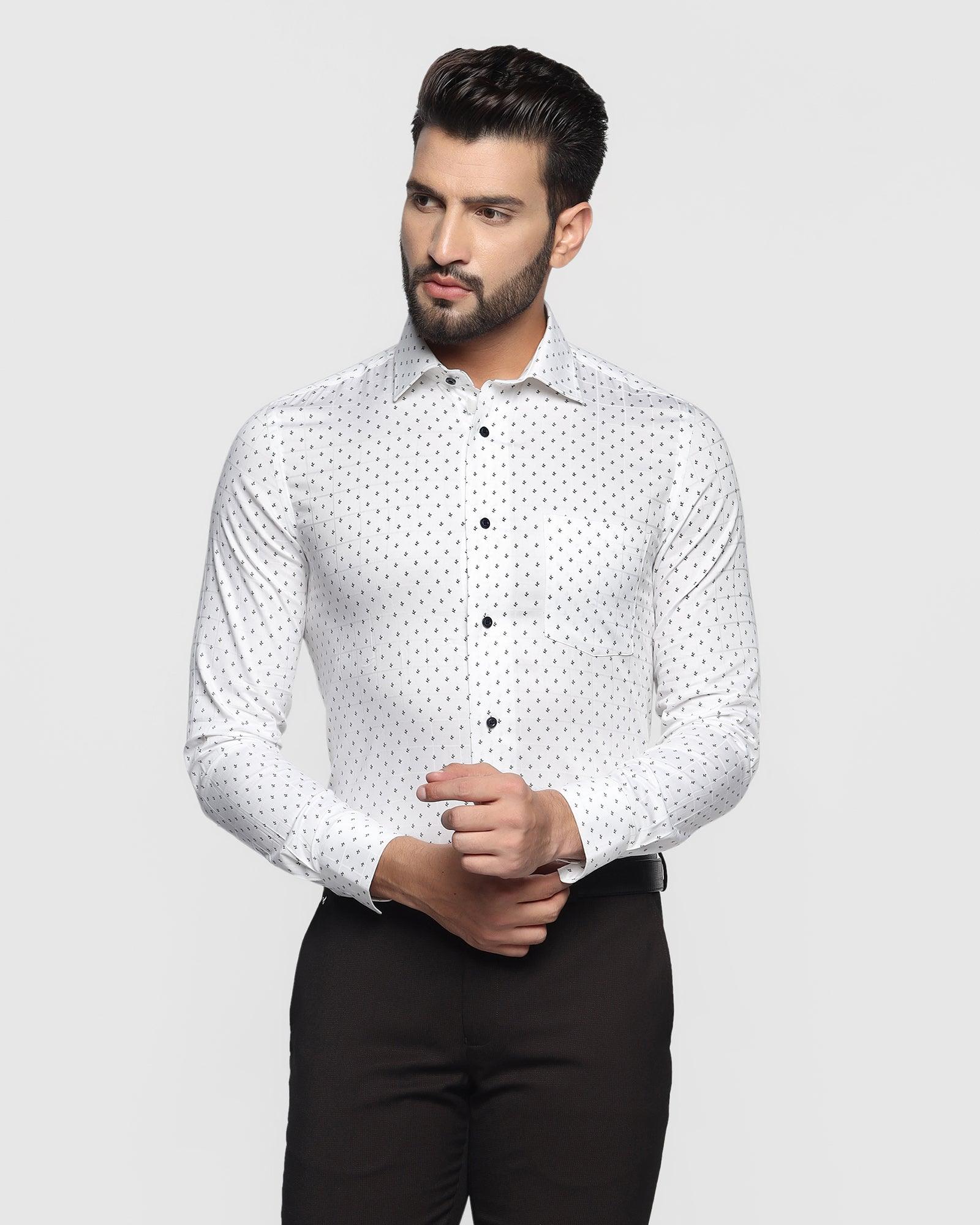 Formal White Printed Shirt - Spark