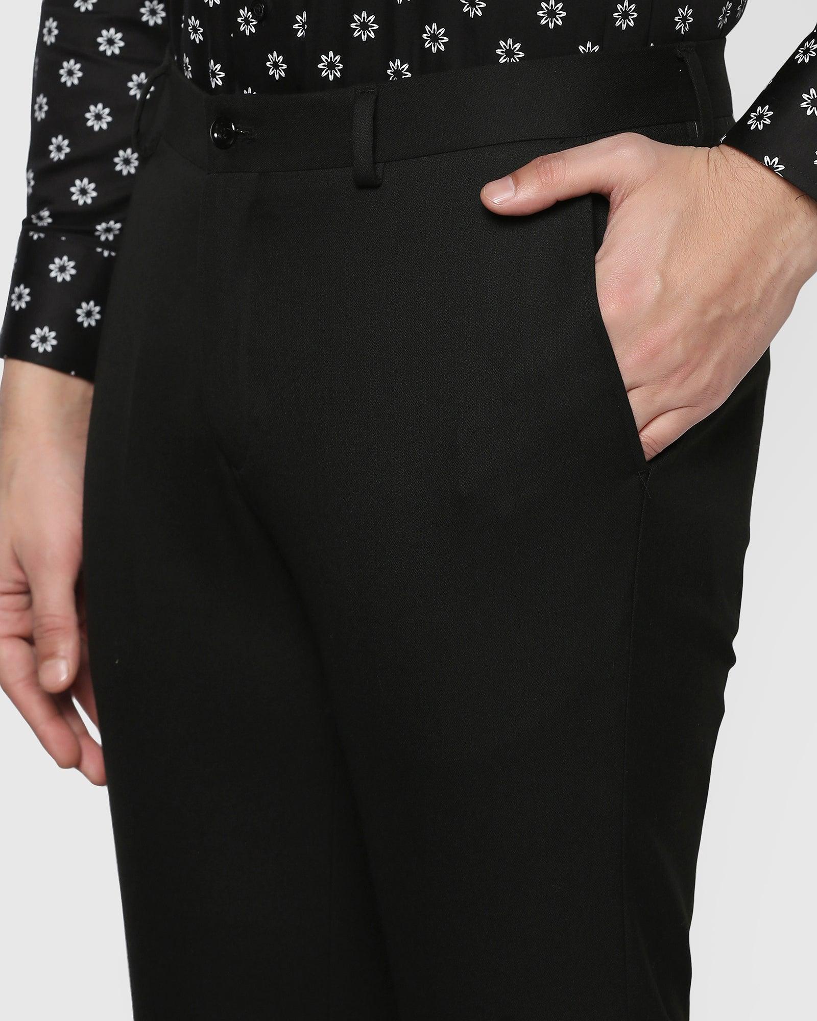 Slim Fit B-91 Formal Black Textured Trouser - Freto