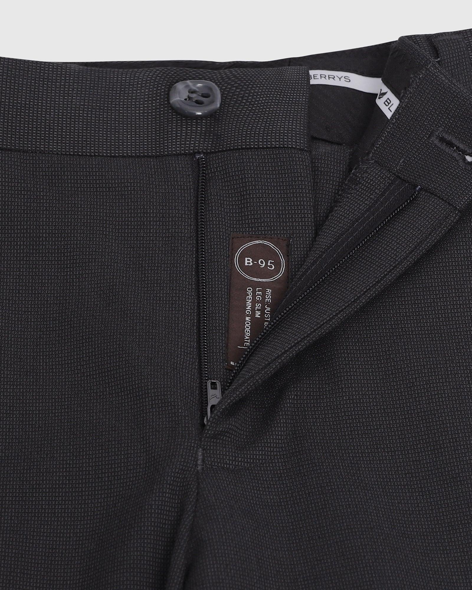 Slim Comfort B-95 Formal Charcoal Textured Trouser - Belur - Blackberrys
