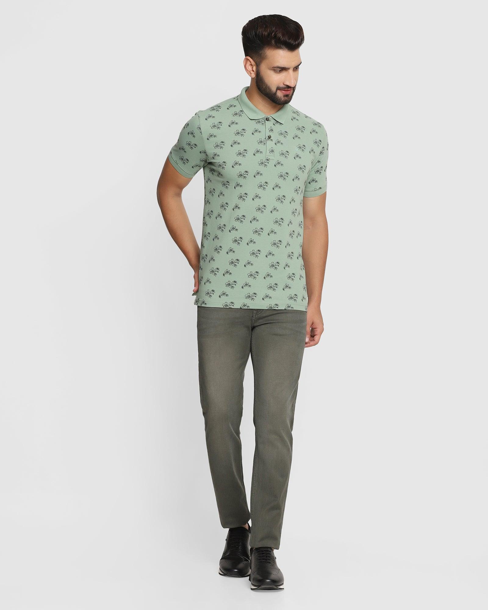 Polo Dusty Green Printed T Shirt - Tamarind